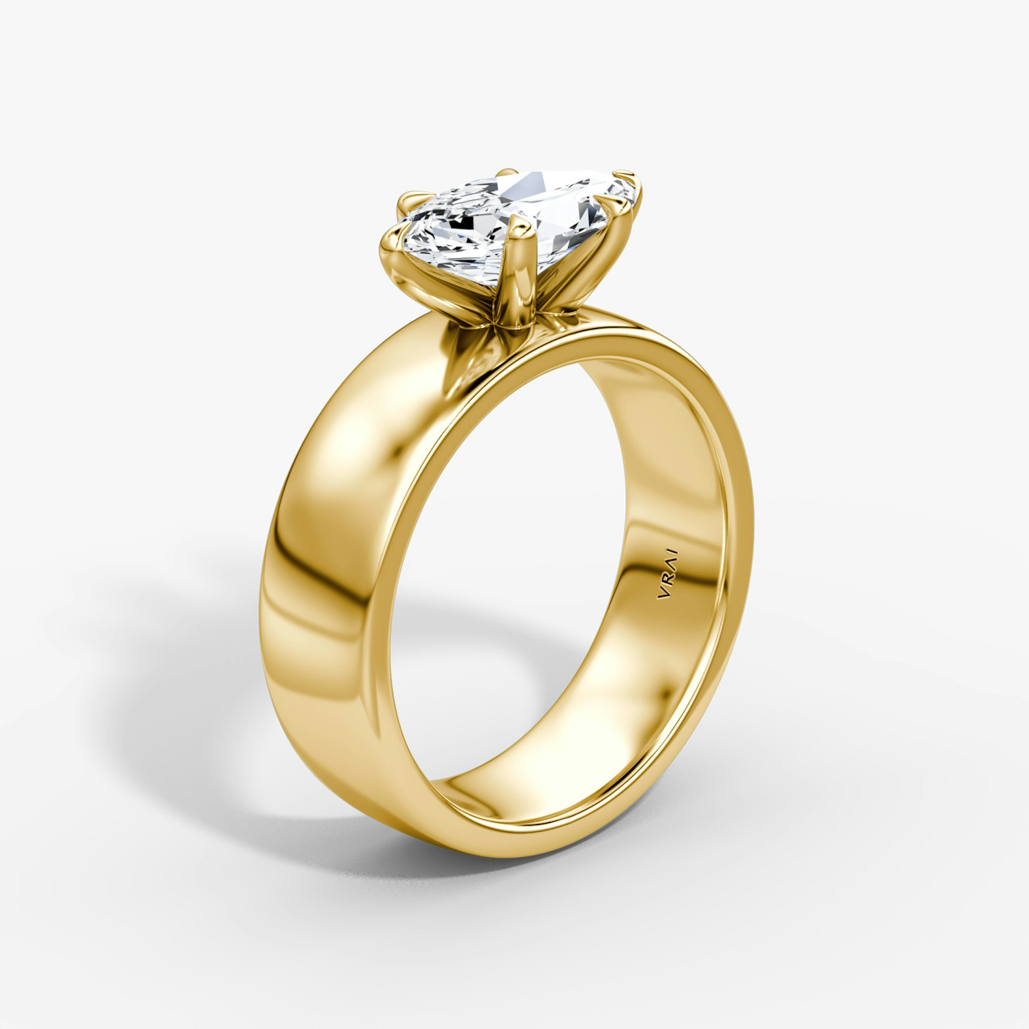 Cigar Band Solitaire | Marquise | 18k | Yellow Gold | bandWidth: 6mm | diamondOrientation: horizontal | caratWeight: other