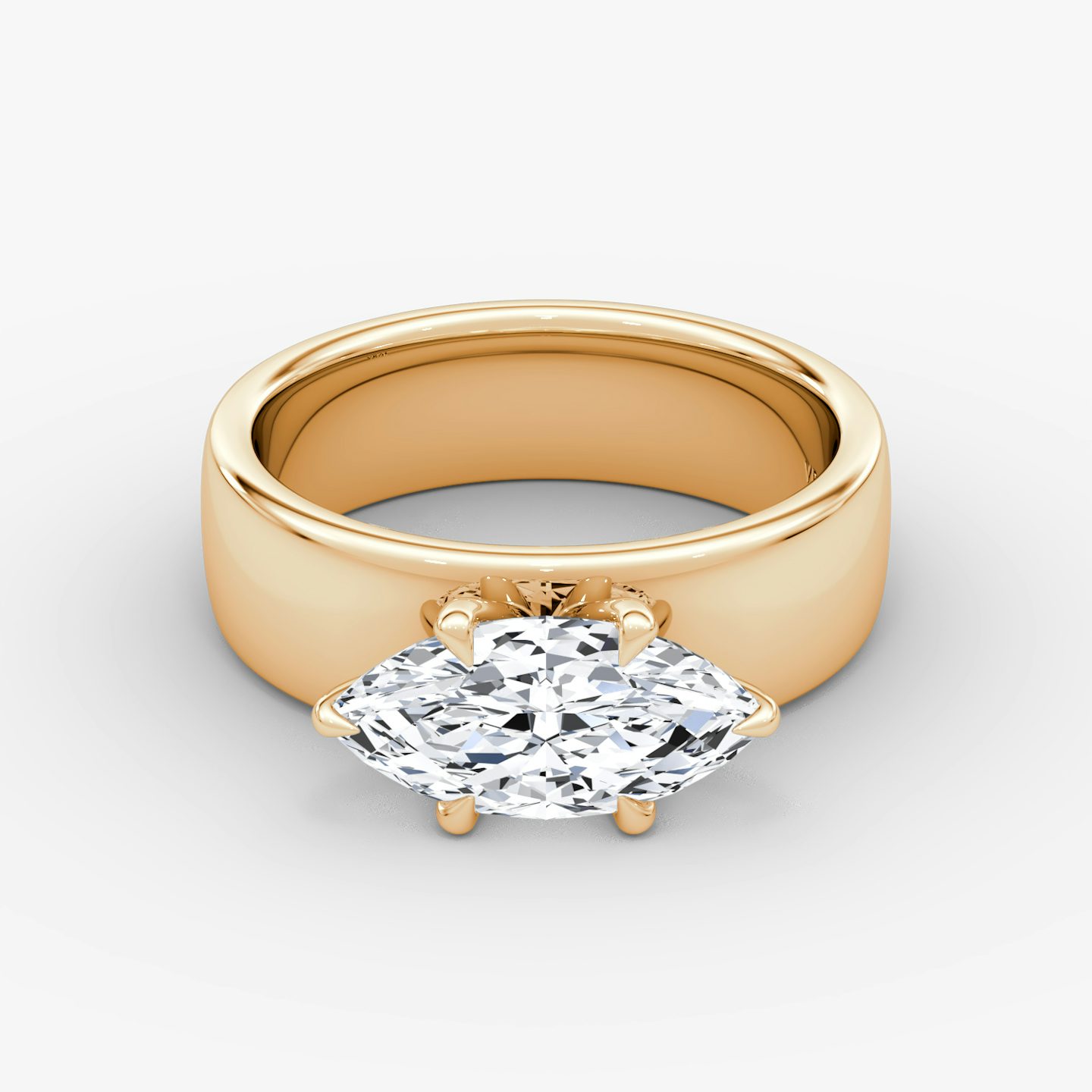 Cigar Band Solitaire | Marquise | 14k | Rose Gold | bandWidth: 6mm | diamondOrientation: horizontal | caratWeight: other