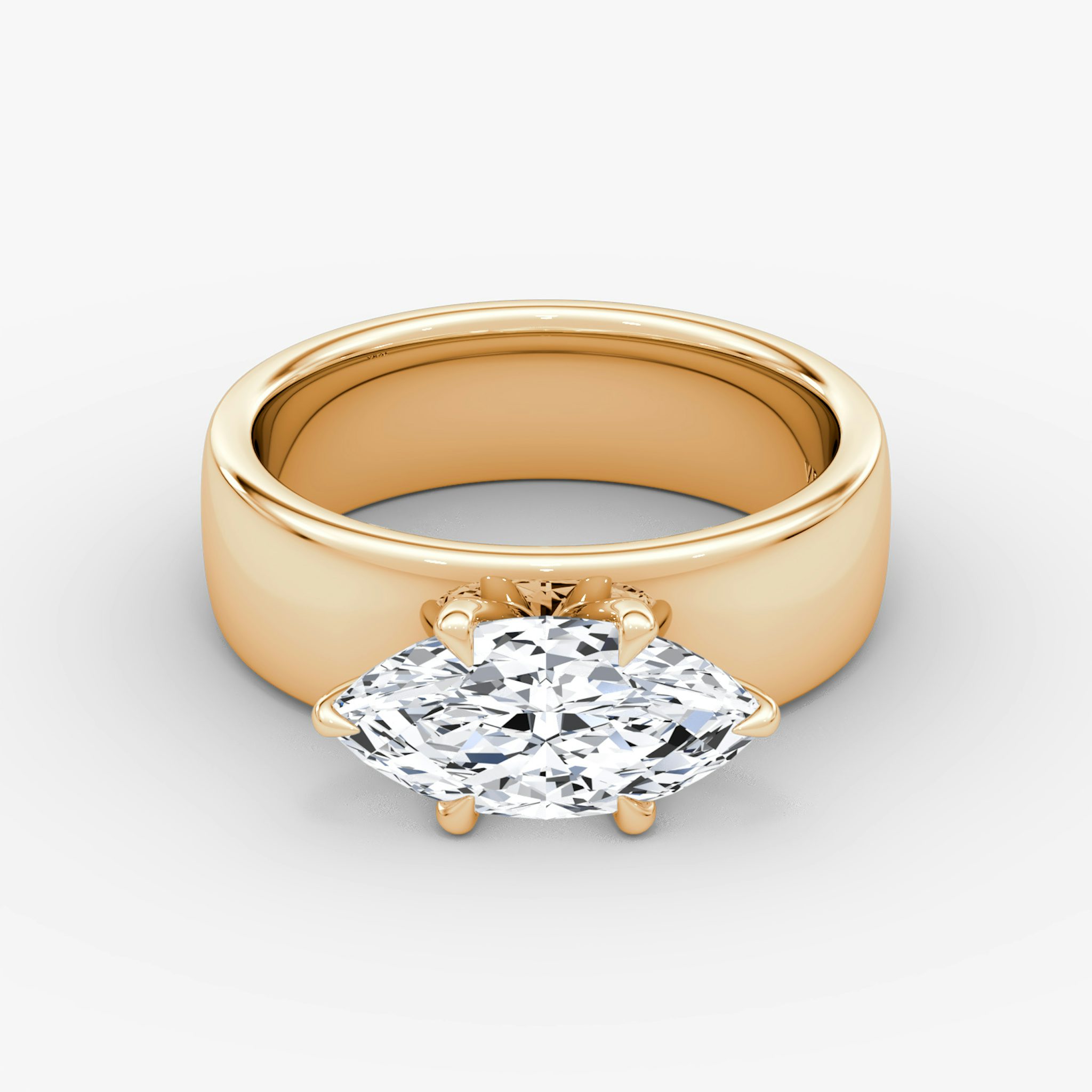 Cigar Band Solitaire | Marquise | 14k | Rose Gold | bandWidth: 6mm | diamondOrientation: horizontal | caratWeight: other