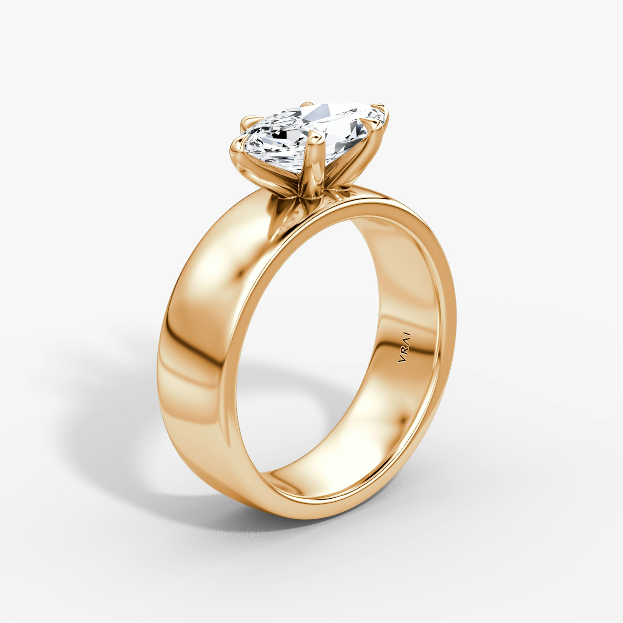 Cigar Band Solitaire | Marquise | 14k | Rose Gold | bandWidth: 6mm | diamondOrientation: horizontal | caratWeight: other