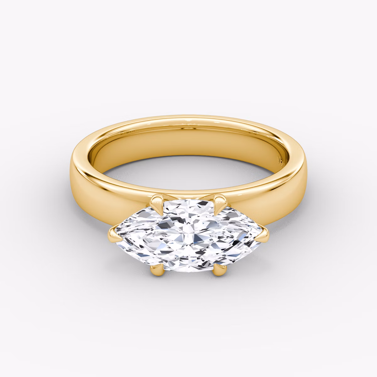 Cigar Band Solitaire | Marquise | 18k | Yellow Gold | bandWidth: 4mm | diamondOrientation: horizontal | caratWeight: other