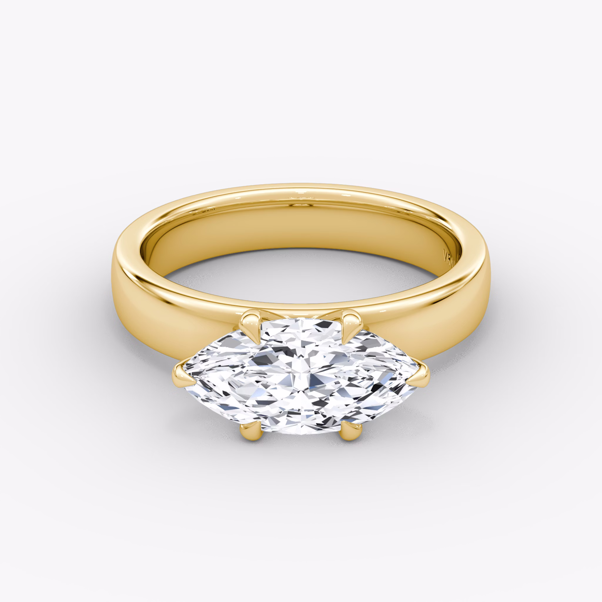 Cigar Band Solitaire | Marquise | 18k | Yellow Gold | bandWidth: 4mm | diamondOrientation: horizontal | caratWeight: other