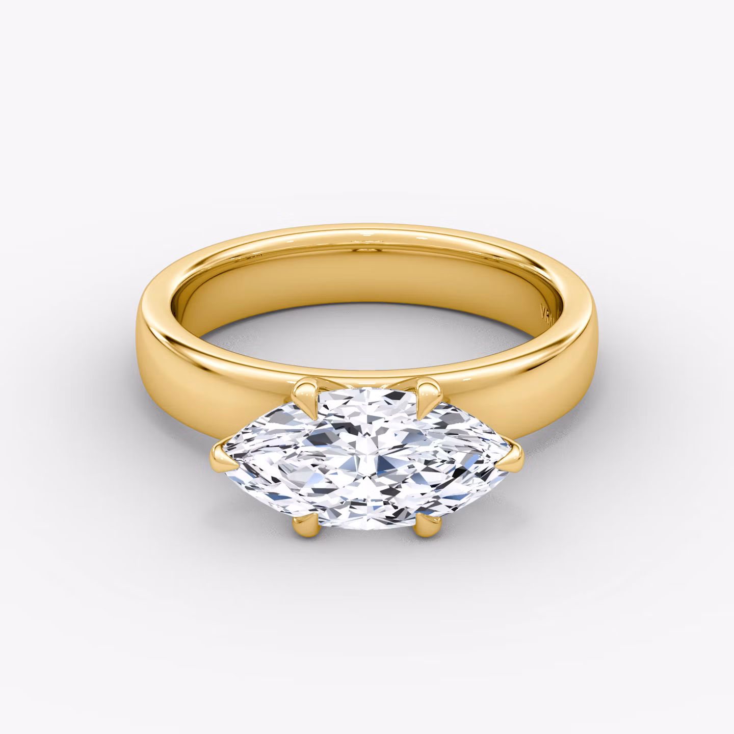 Cigar Band Solitaire Marquise | Yellow Gold