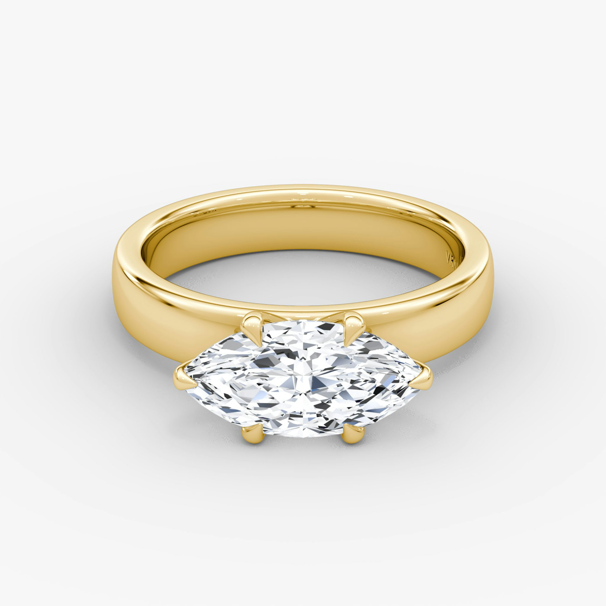 Cigar Band Solitaire | Marquise | 18k | Yellow Gold | bandWidth: 4mm | diamondOrientation: horizontal | caratWeight: other