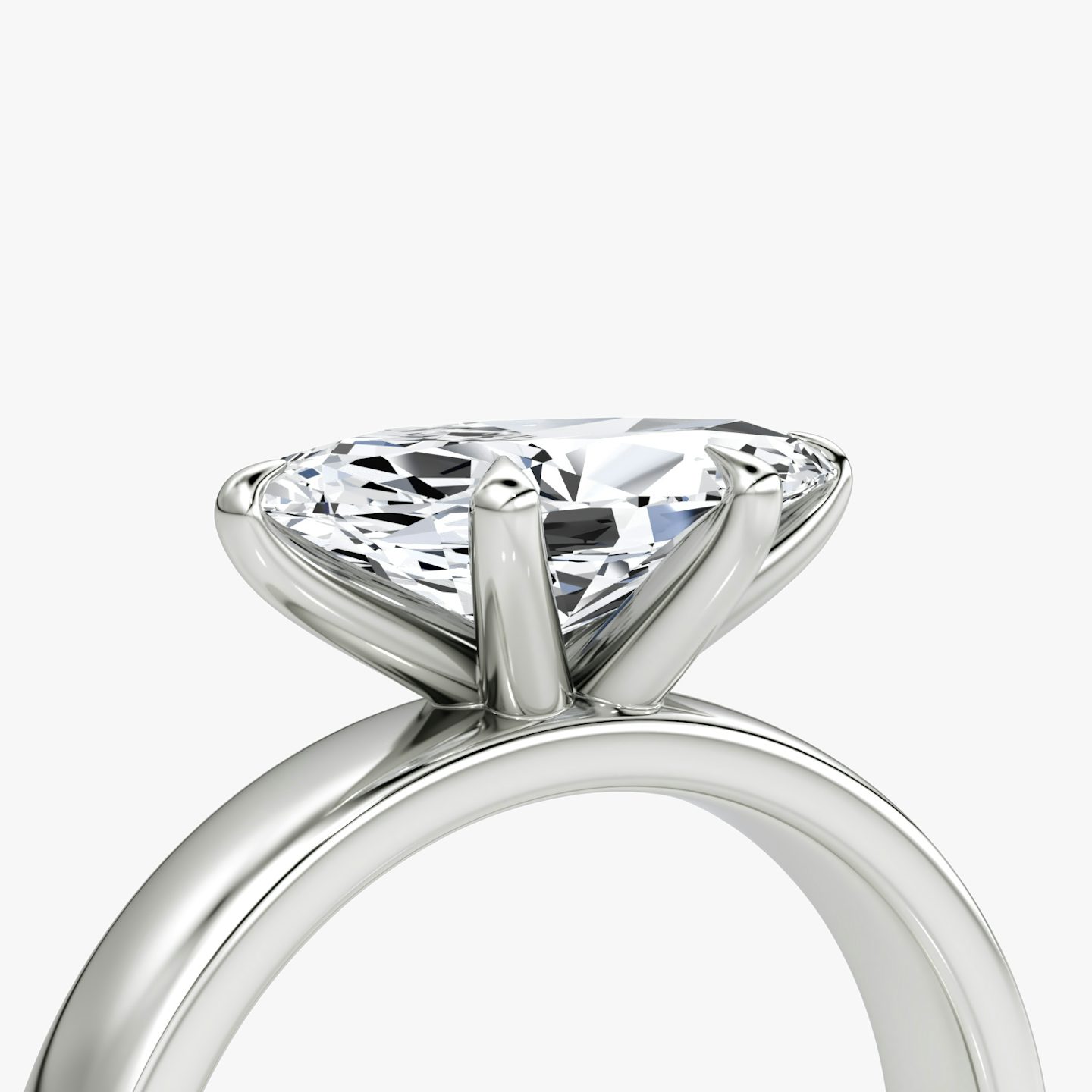 Solitaire Cigar Band | Marquise | 18k | Or blanc | bandWidth: 4mm | diamondOrientation: horizontal | caratWeight: other