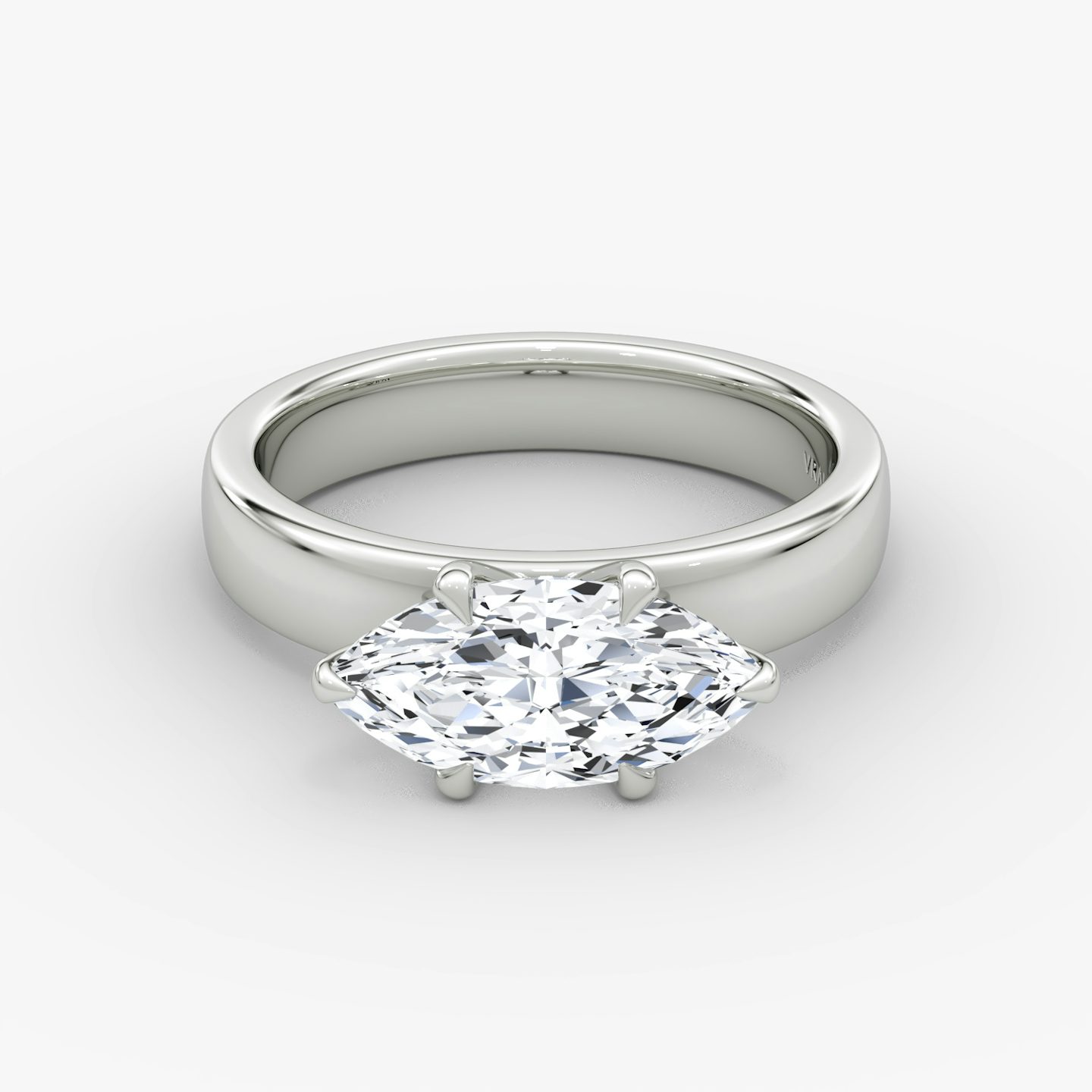 Solitaire Cigar Band | Marquise | 18k | Or blanc | bandWidth: 4mm | diamondOrientation: horizontal | caratWeight: other