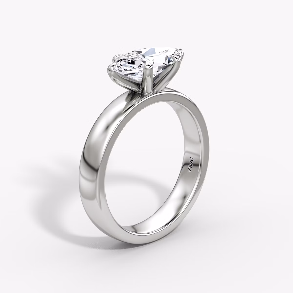 Cigar Band Solitaire | Marquise | 18k | White Gold | bandWidth: 4mm | diamondOrientation: horizontal | caratWeight: other