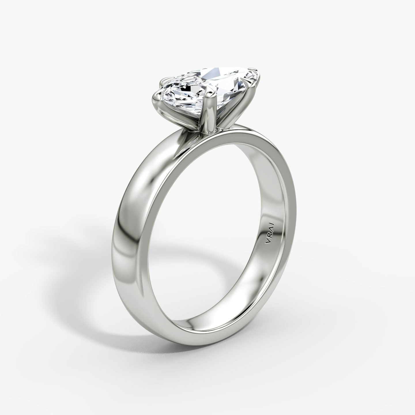 Solitaire Cigar Band | Marquise | 18k | Or blanc | bandWidth: 4mm | diamondOrientation: horizontal | caratWeight: other