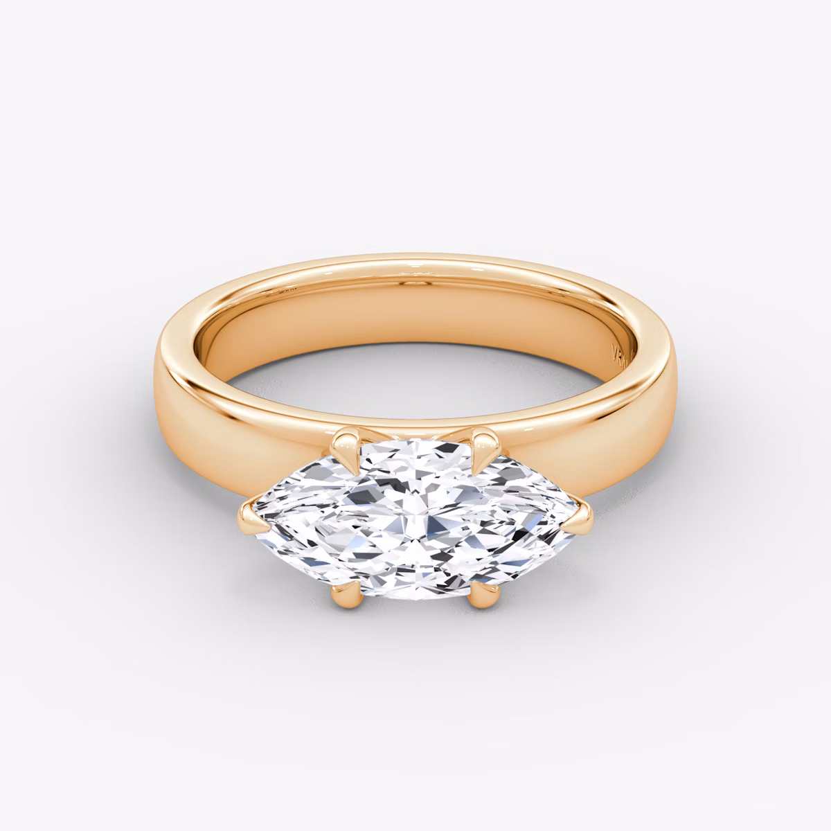 Cigar Band Solitaire | Marquise | 14k | Rose Gold | bandWidth: 4mm | diamondOrientation: horizontal | caratWeight: other