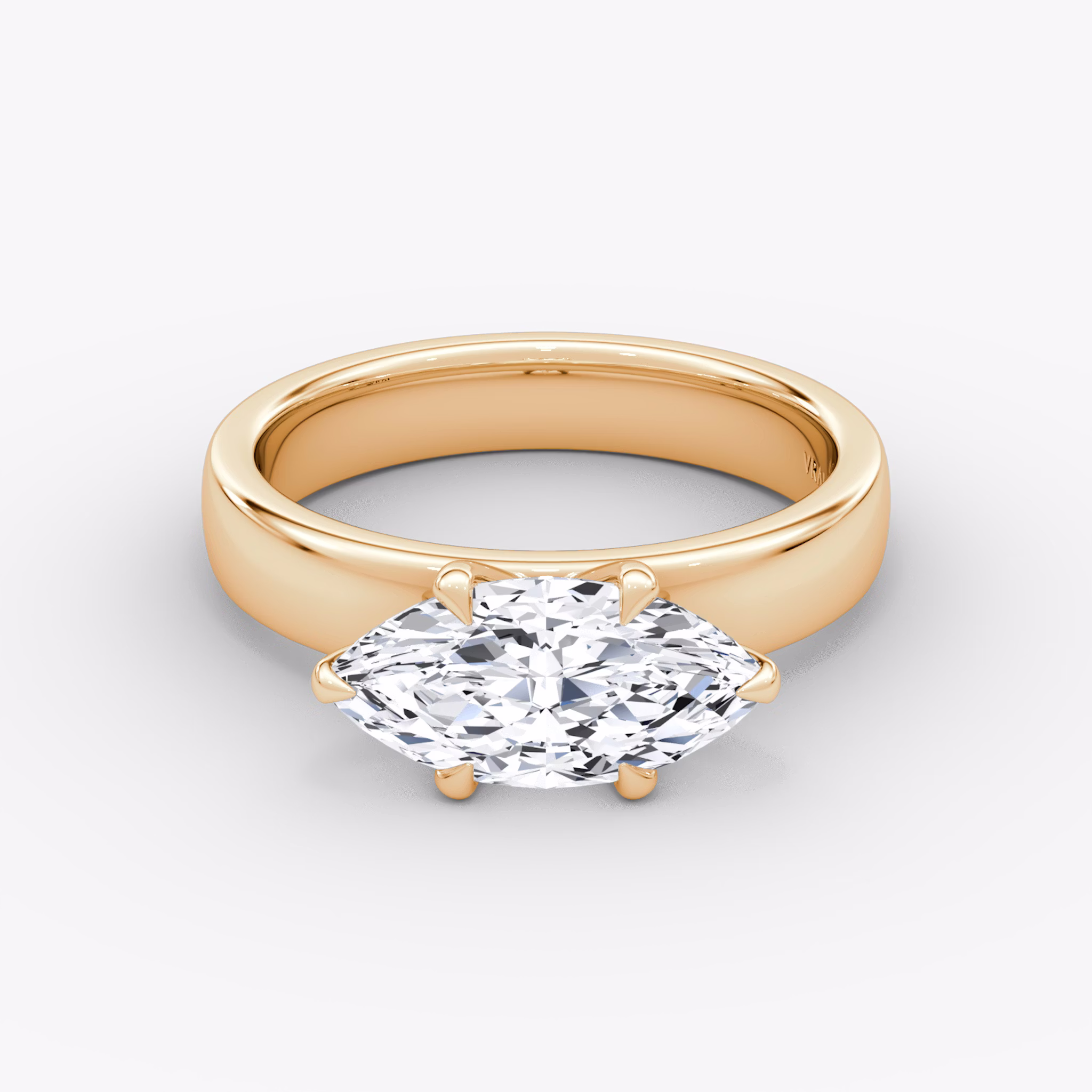 Cigar Band Solitaire | Marquise | 14k | Rose Gold | bandWidth: 4mm | diamondOrientation: horizontal | caratWeight: other