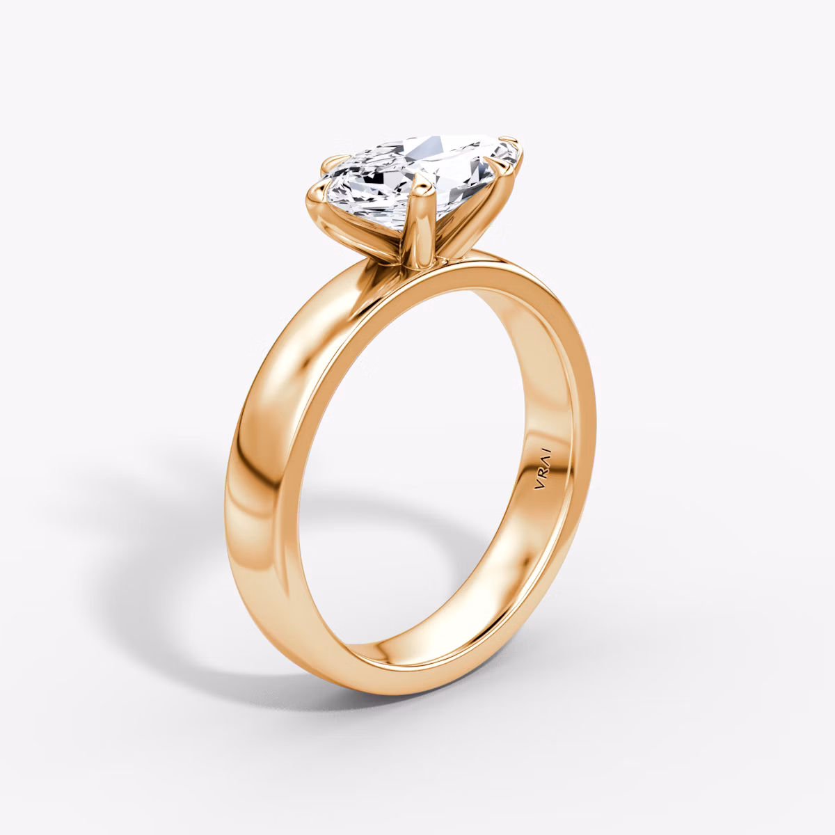 Cigar Band Solitaire | Marquise | 14k | Rose Gold | bandWidth: 4mm | diamondOrientation: horizontal | caratWeight: other