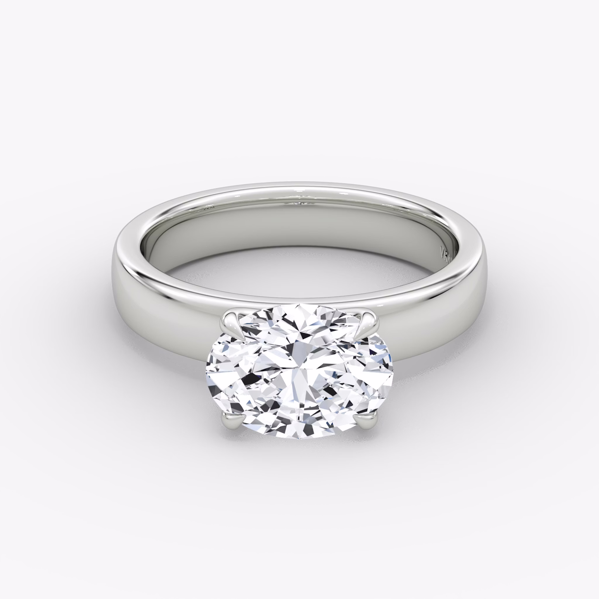 Cigar Band Solitaire | Oval | Platinum | bandWidth: 4mm | diamondOrientation: horizontal | caratWeight: other