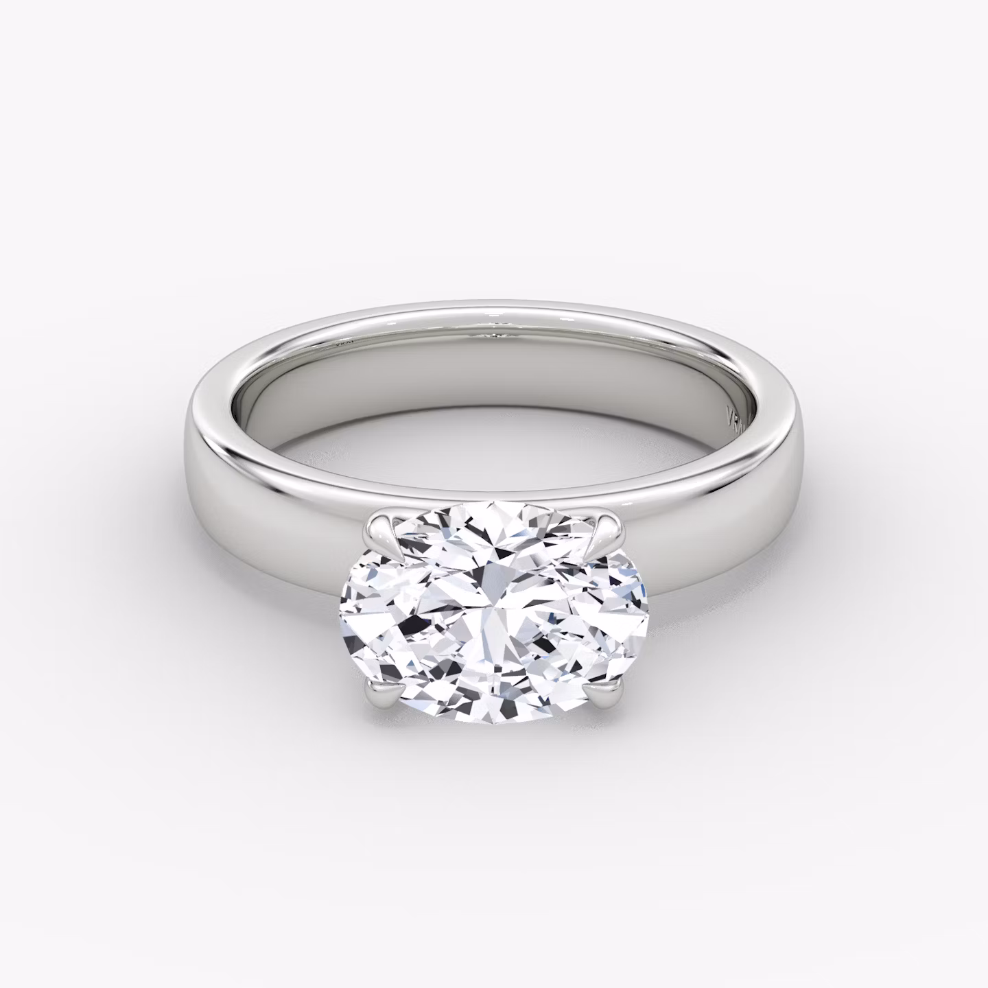 Solitario Cigar Band | Oval | 18k | Oro blanco | bandWidth: 4mm | diamondOrientation: horizontal | caratWeight: other