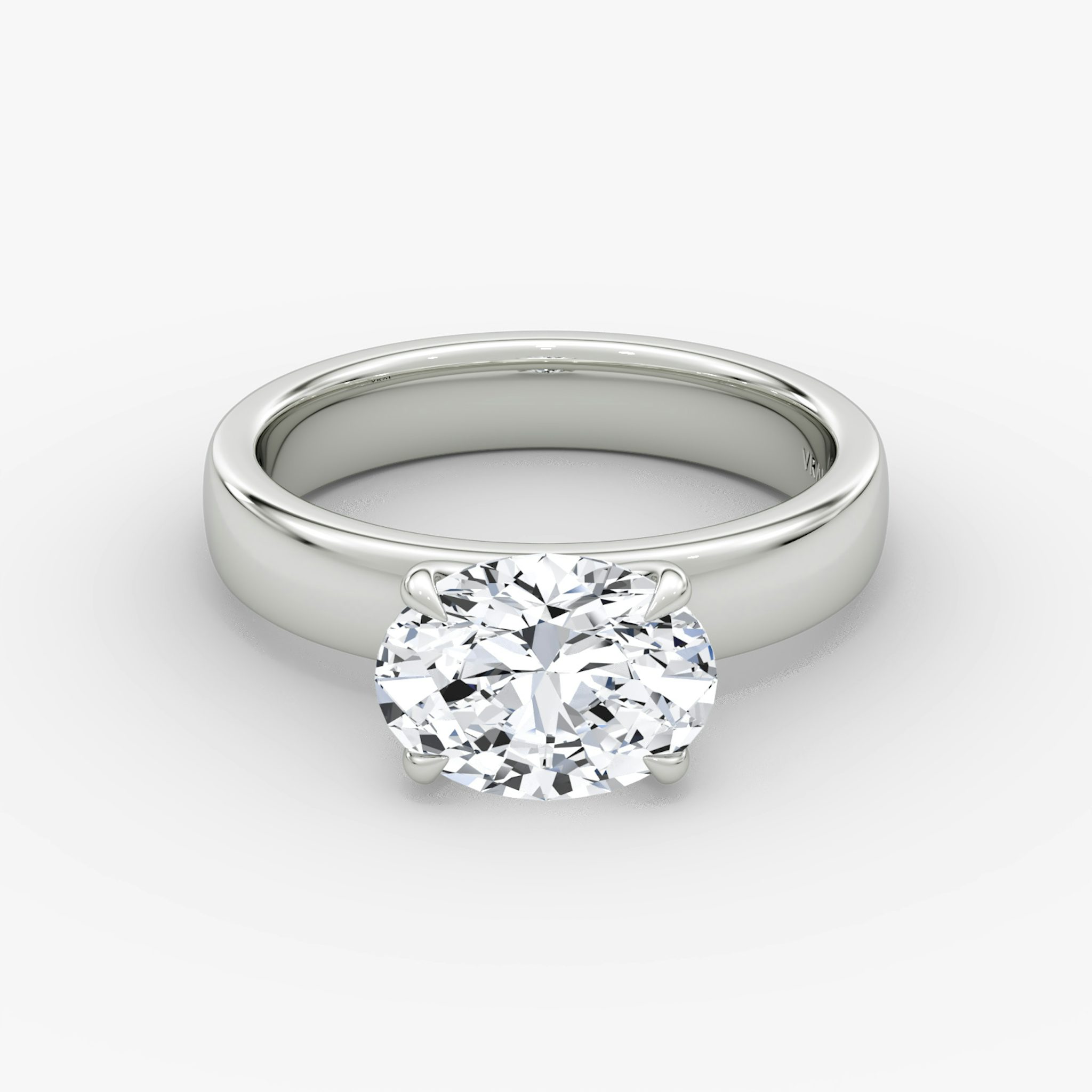 Cigar Band Solitaire | Oval | Platinum | bandWidth: 4mm | diamondOrientation: horizontal | caratWeight: other