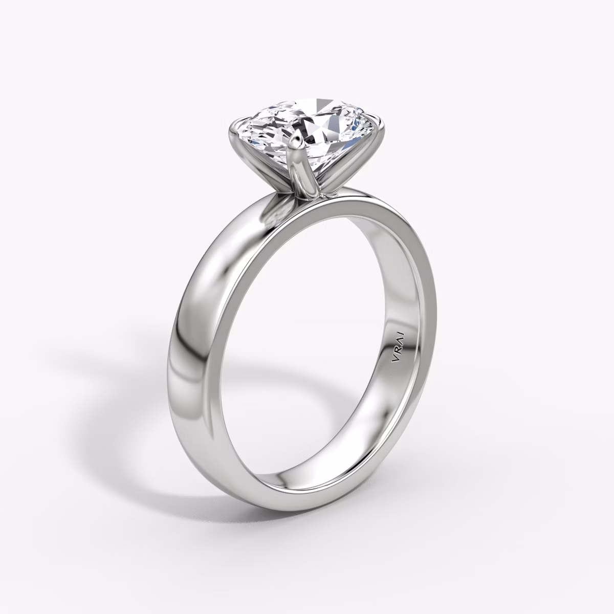 Cigar Band Solitaire | Oval | 18k | White Gold | bandWidth: 4mm | diamondOrientation: horizontal | caratWeight: other