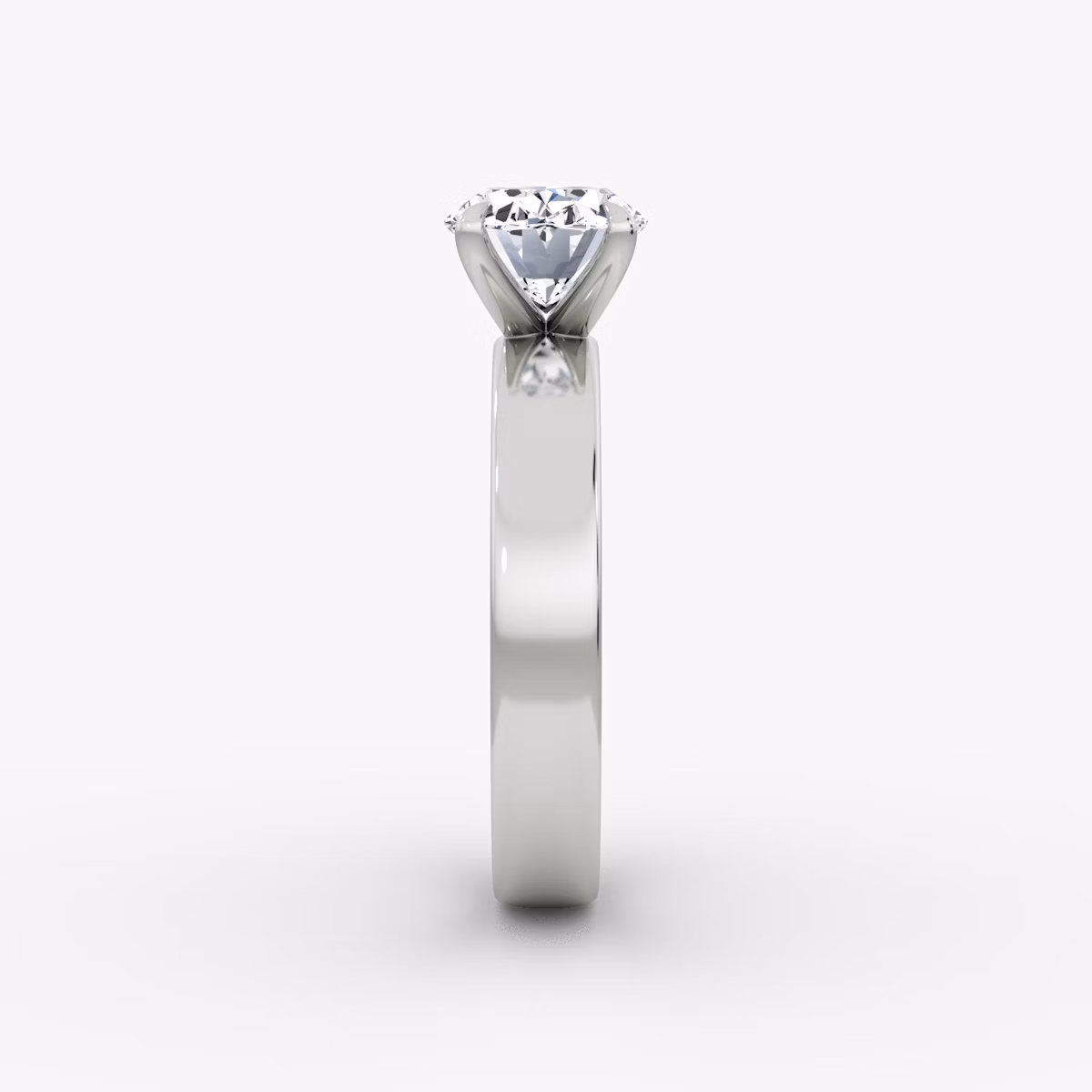 Cigar Band Solitaire | Oval | 18k | White Gold | bandWidth: 4mm | diamondOrientation: horizontal | caratWeight: other