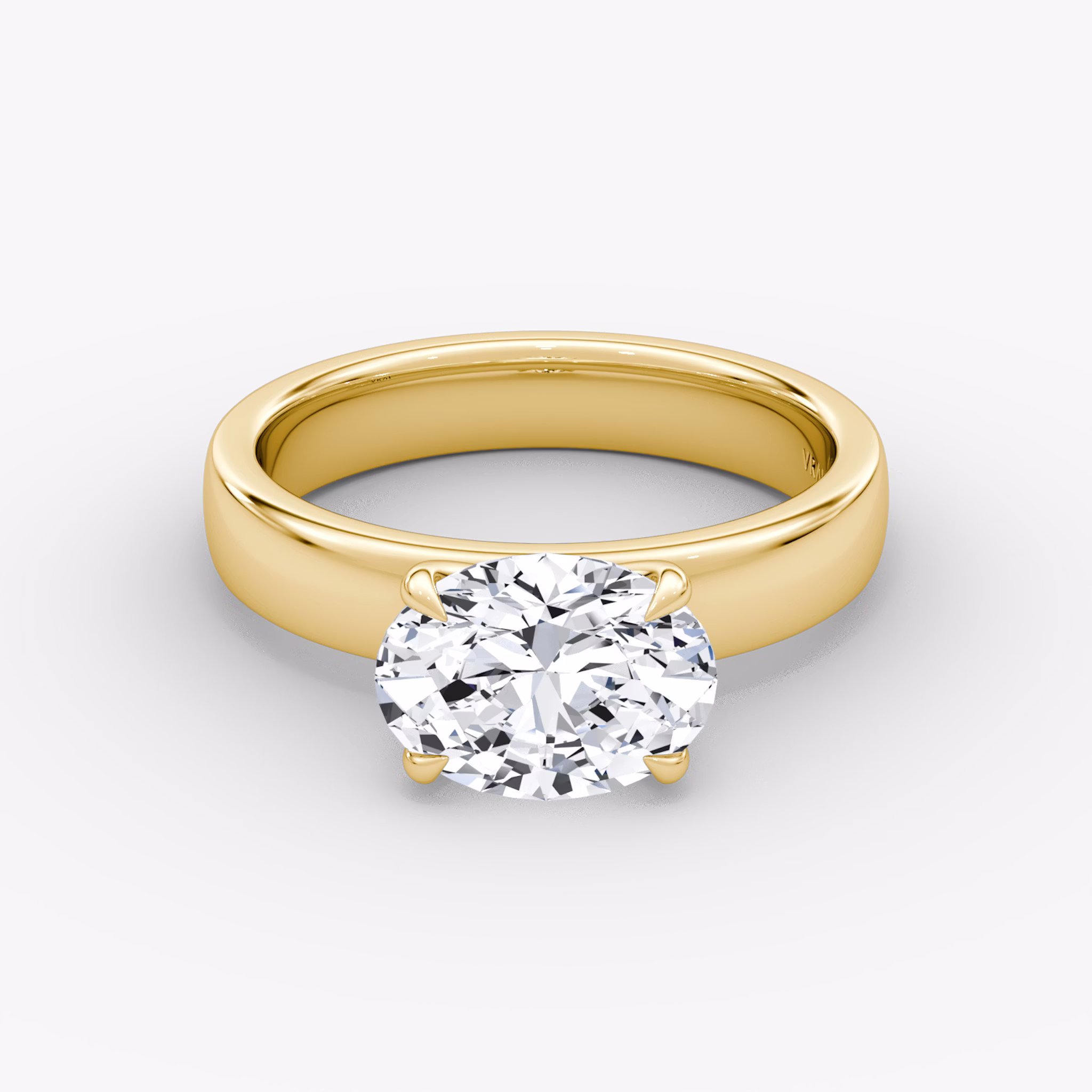 Cigar Band Solitaire | Oval | 18k | Yellow Gold | bandWidth: 4mm | diamondOrientation: horizontal | caratWeight: other