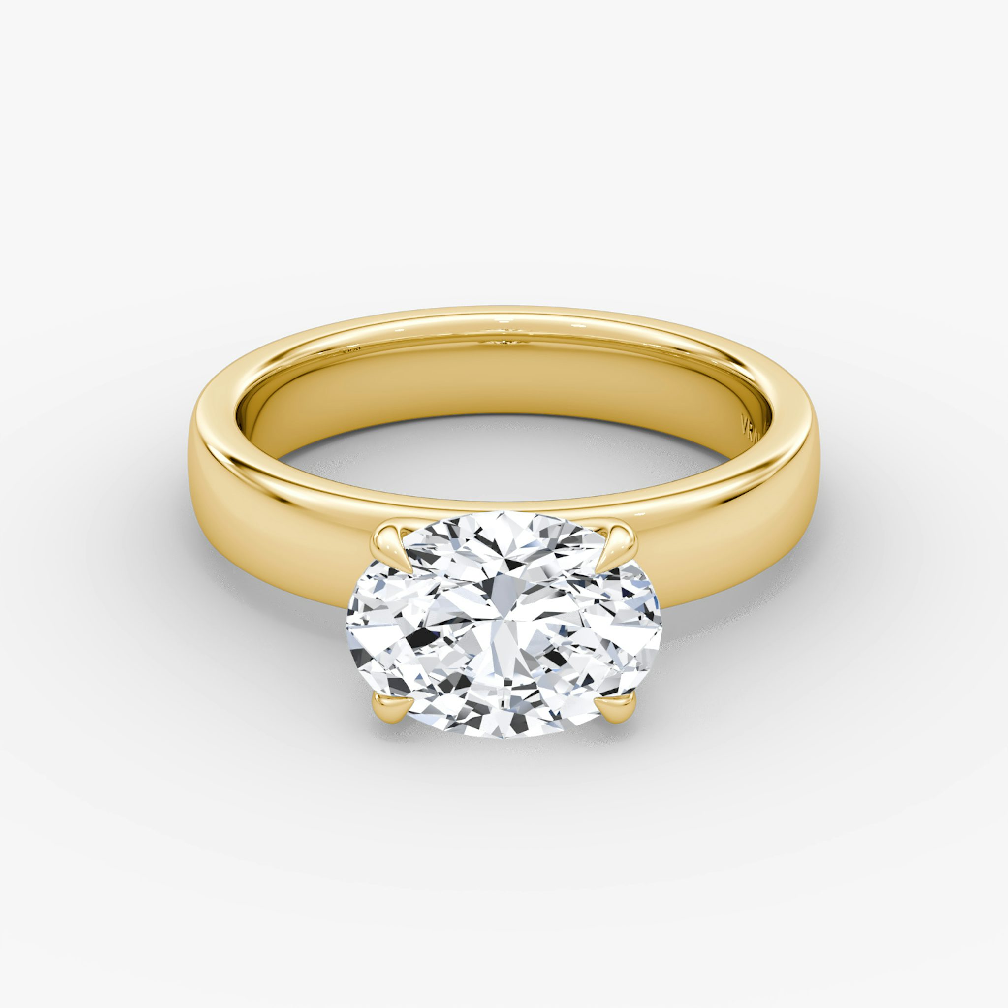 Cigar Band Solitaire | Oval | 18k | Yellow Gold | bandWidth: 4mm | diamondOrientation: horizontal | caratWeight: other