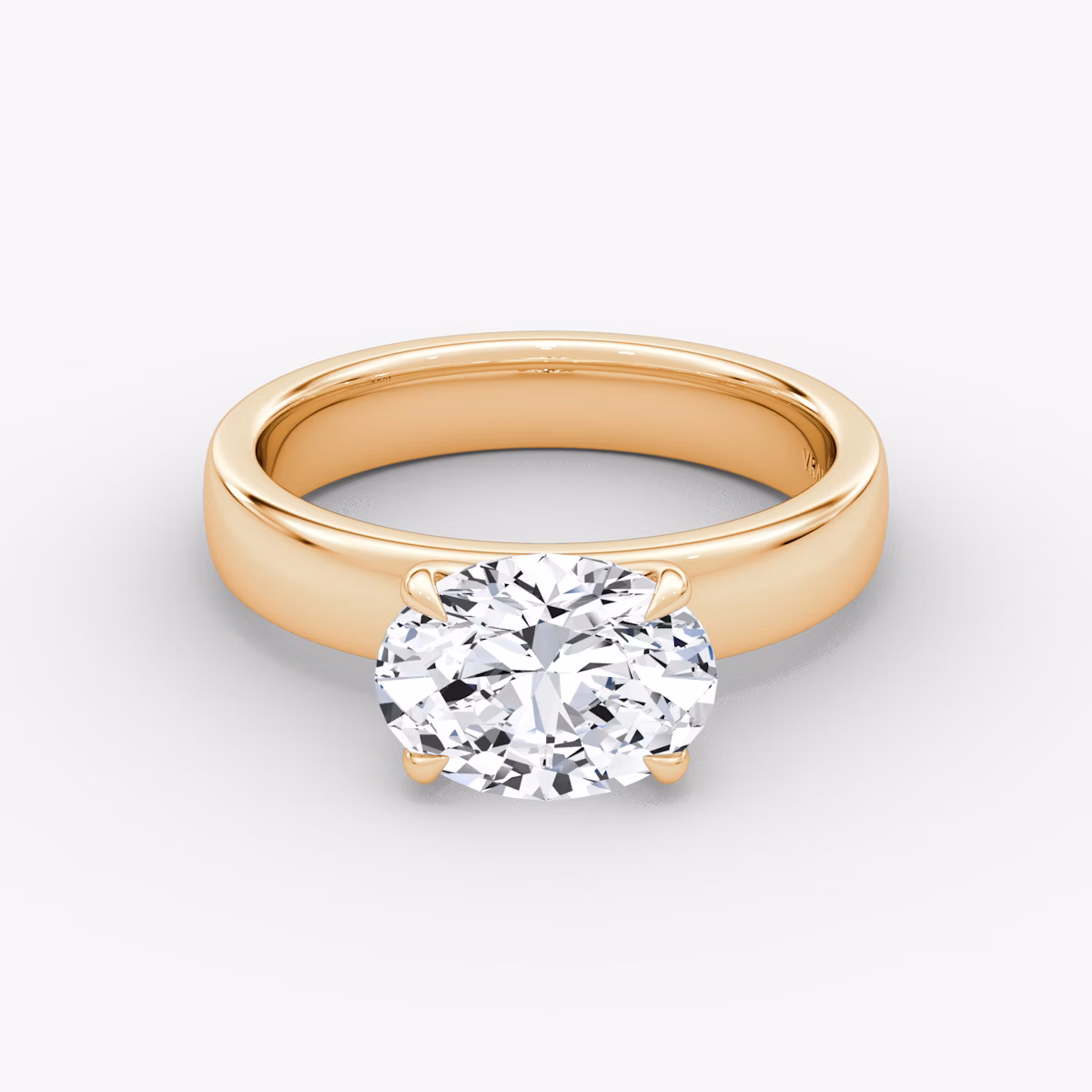 Cigar Band Solitaire | Oval | 14k | Rose Gold | bandWidth: 4mm | diamondOrientation: horizontal | caratWeight: other