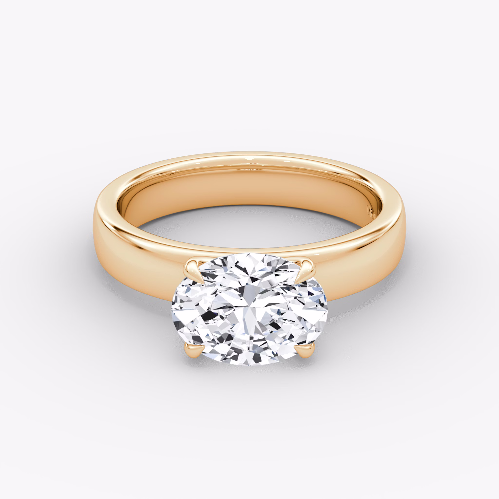 Cigar Band Solitaire | Oval | 14k | Rose Gold | bandWidth: 4mm | diamondOrientation: horizontal | caratWeight: other