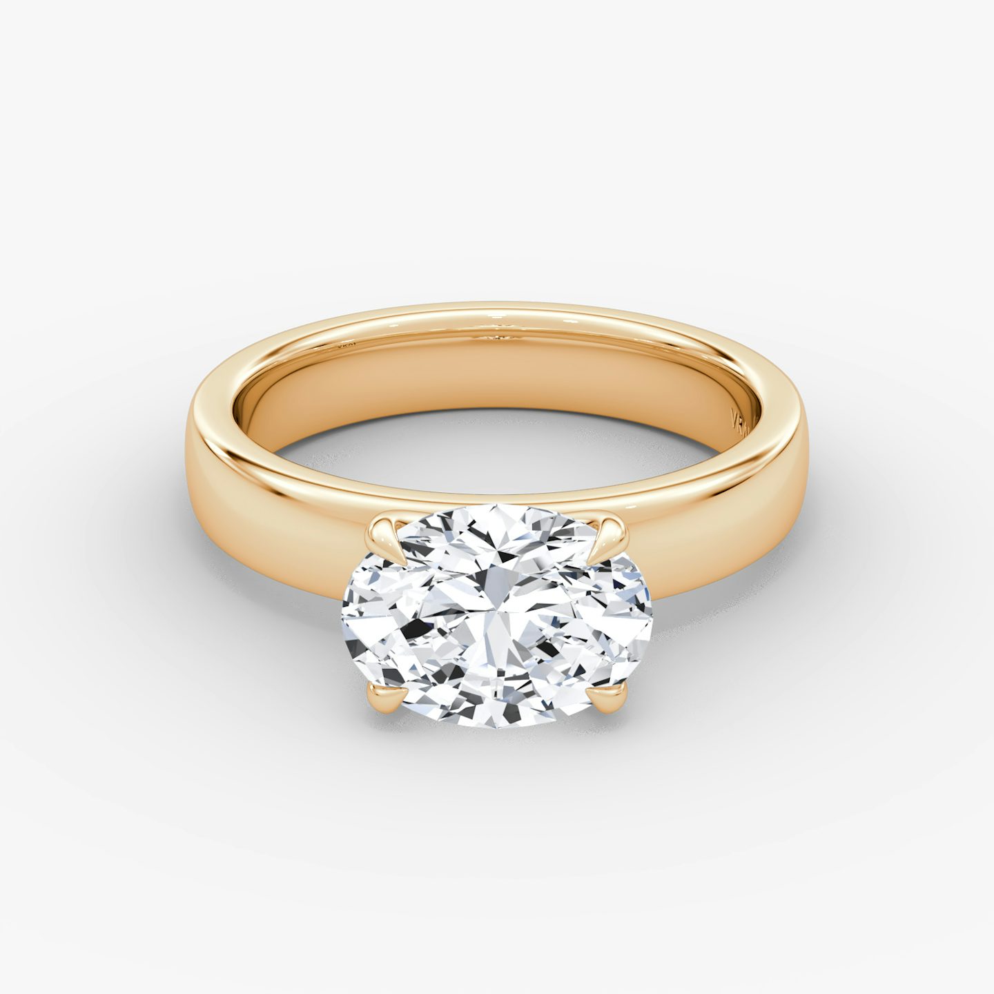 Cigar Band Solitaire | Oval | 14k | Rose Gold | bandWidth: 4mm | diamondOrientation: horizontal | caratWeight: other