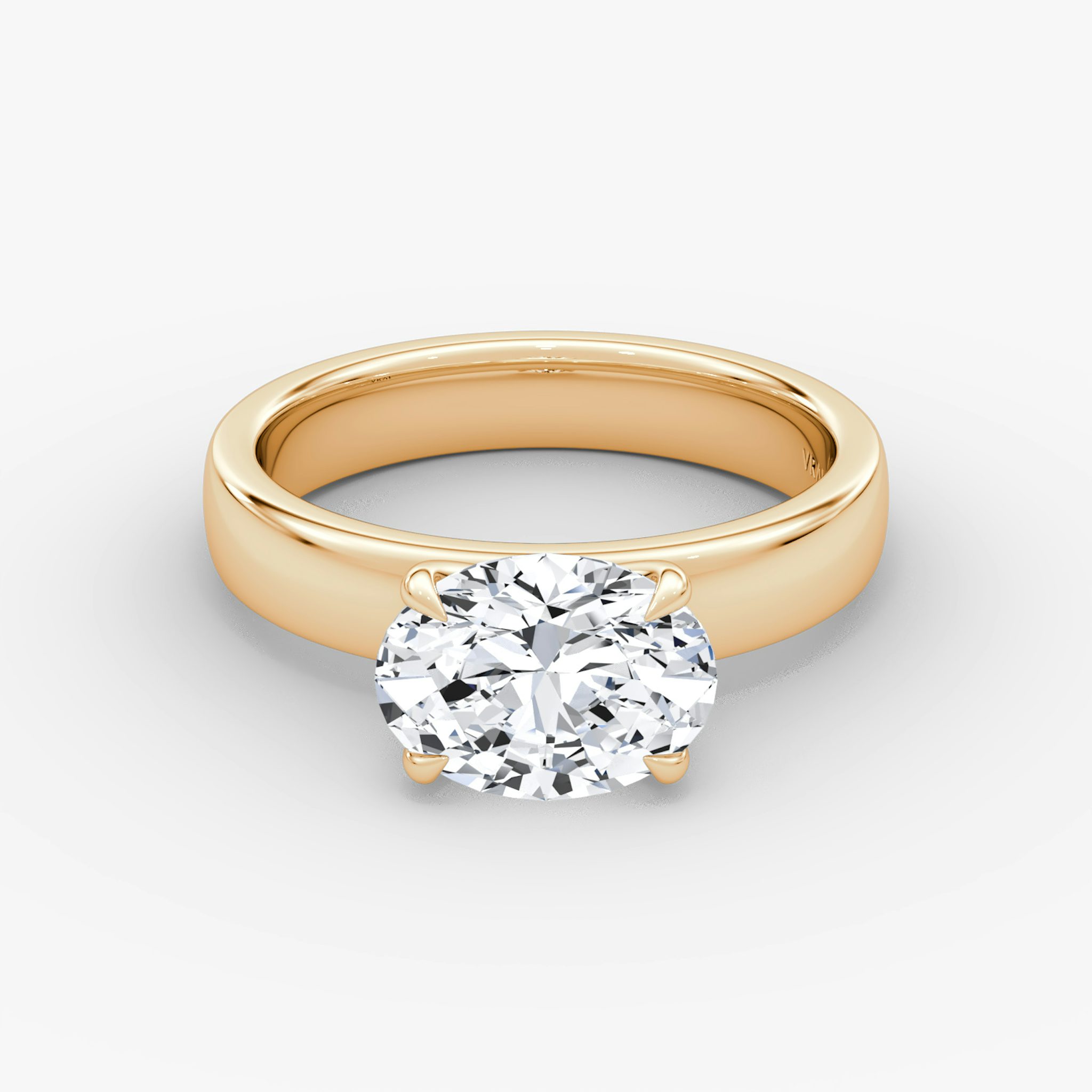 Cigar Band Solitaire | Oval | 14k | Rose Gold | bandWidth: 4mm | diamondOrientation: horizontal | caratWeight: other