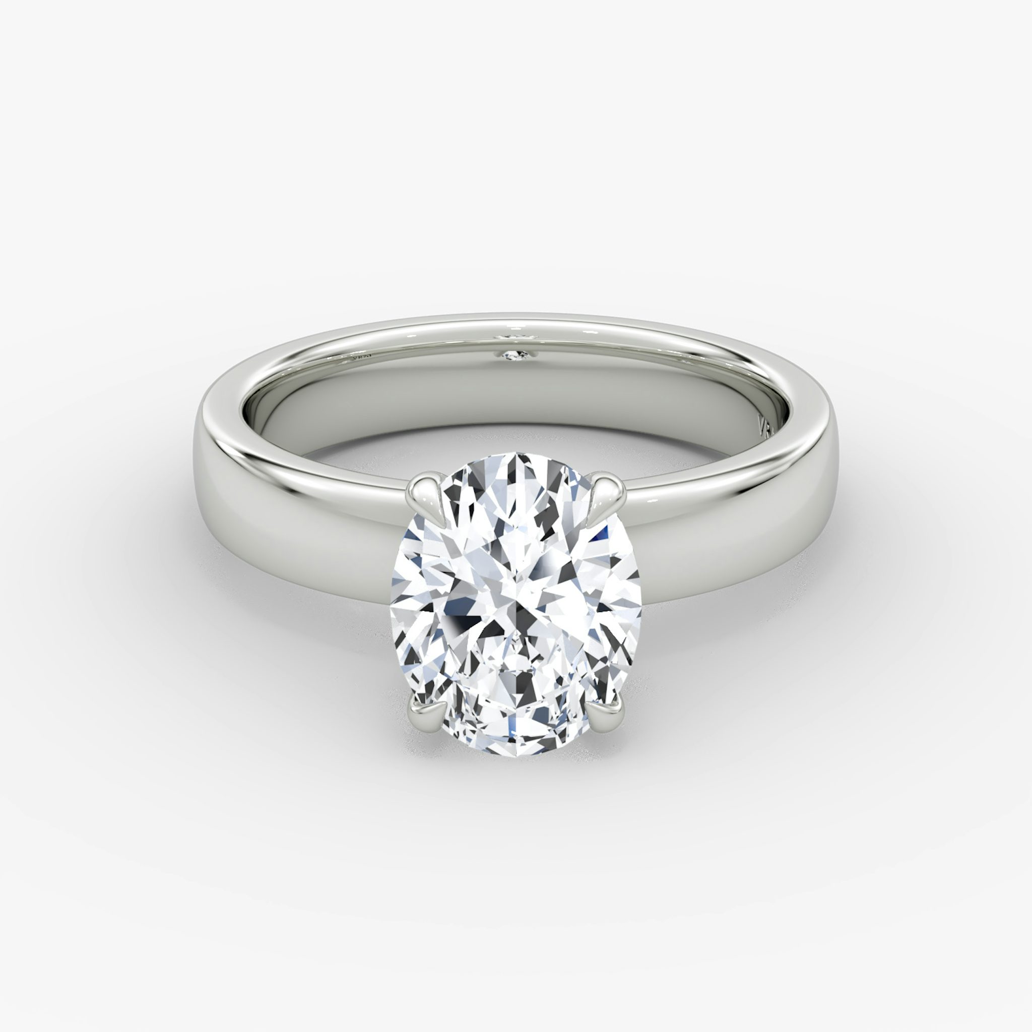 Cigar Band Solitaire | Oval | Platinum | bandWidth: 4mm | diamondOrientation: vertical | caratWeight: other
