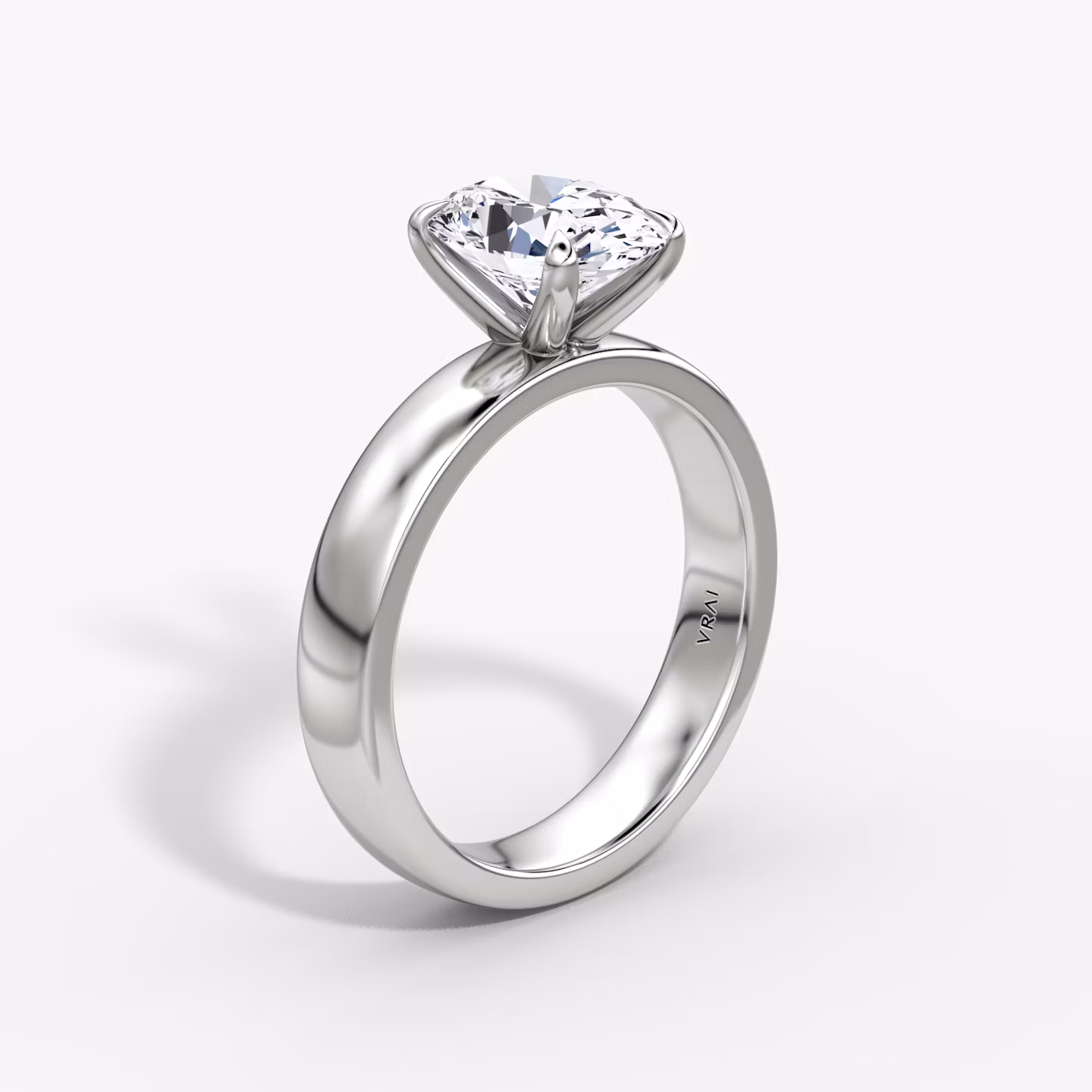 Cigar Band Solitaire | Oval | 18k | White Gold | bandWidth: 4mm | diamondOrientation: vertical | caratWeight: other