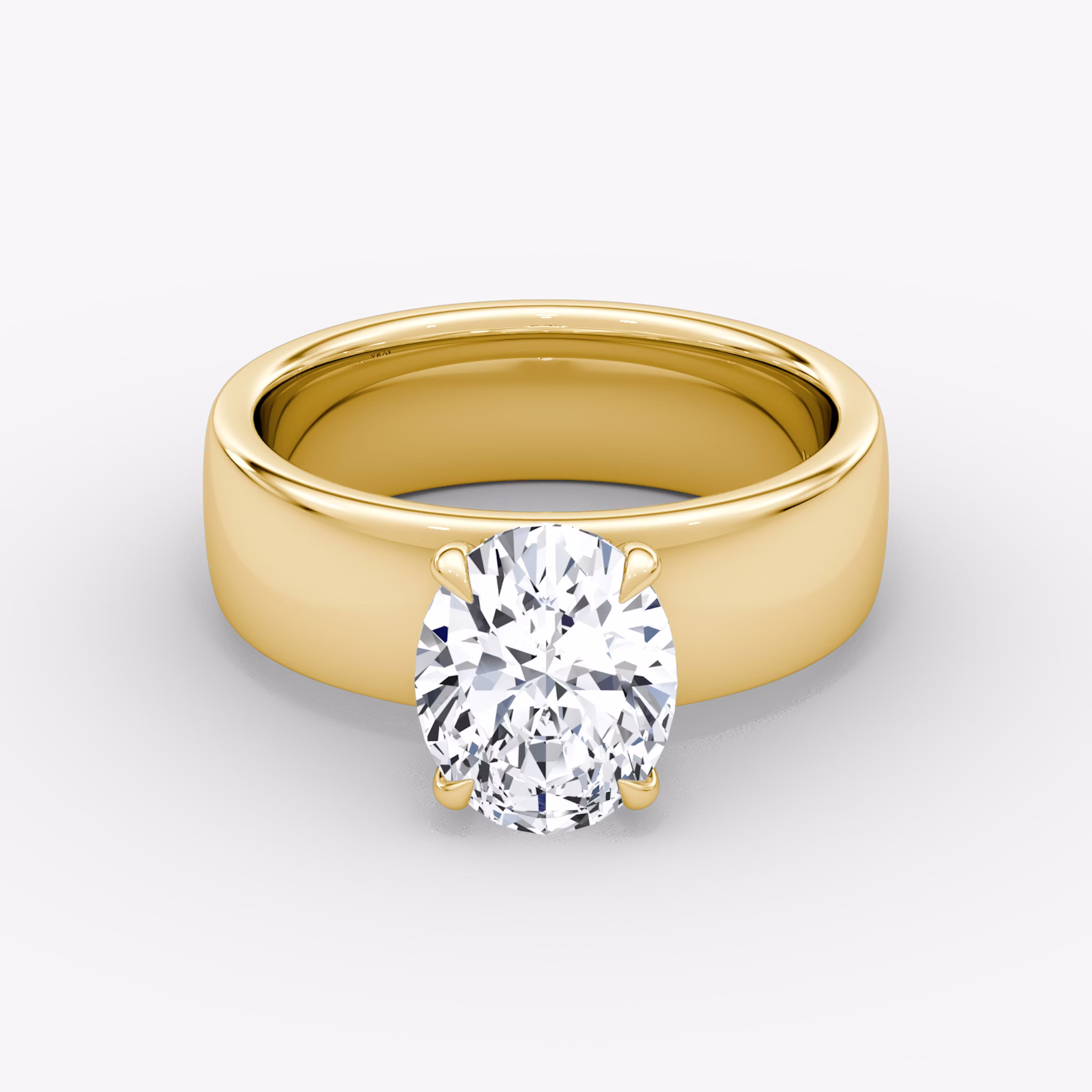 Cigar Band Solitaire | Oval | 18k | Yellow Gold | bandWidth: 6mm | diamondOrientation: vertical | caratWeight: other