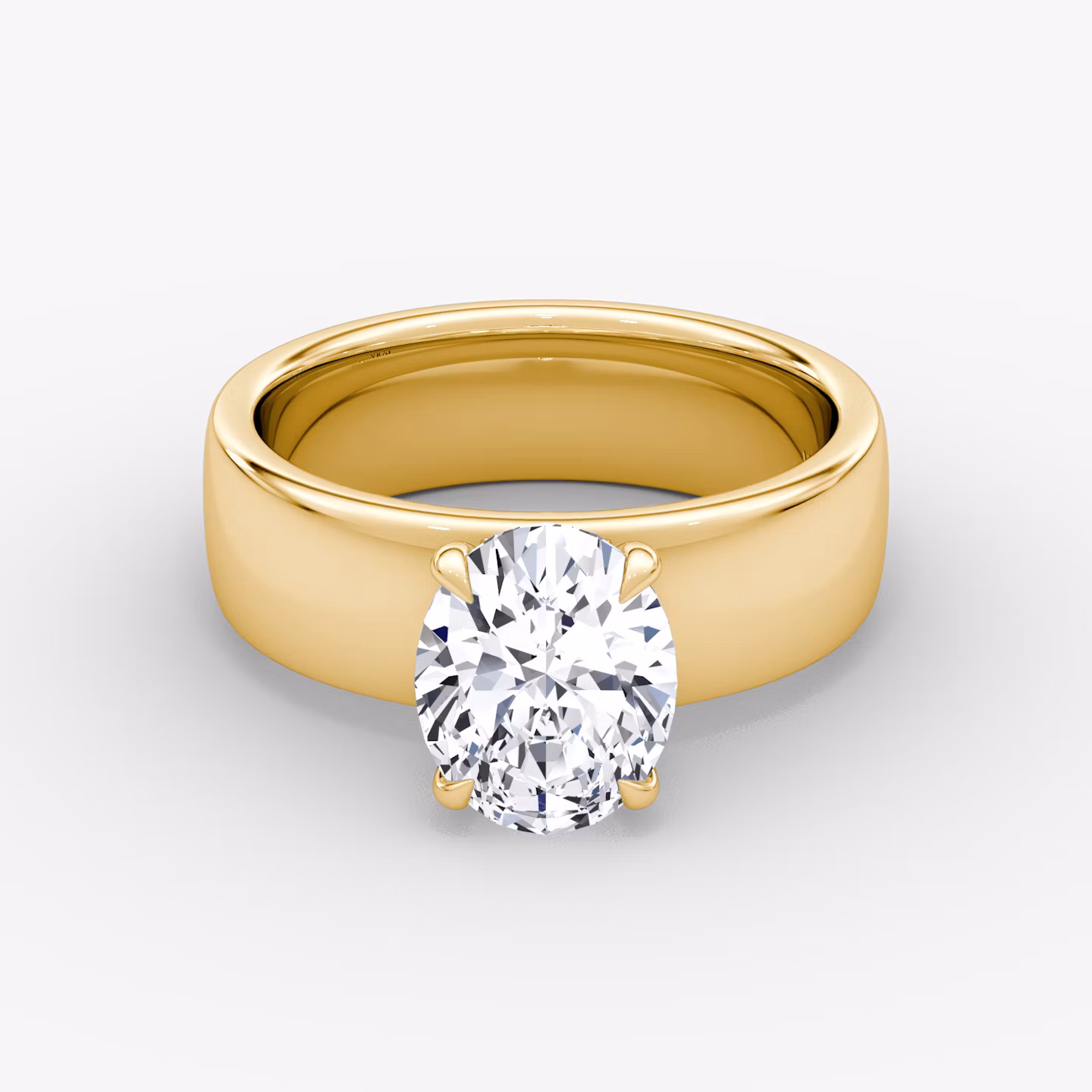 Cigar Band Solitaire | Oval | 18k | Yellow Gold | bandWidth: 6mm | diamondOrientation: vertical | caratWeight: other