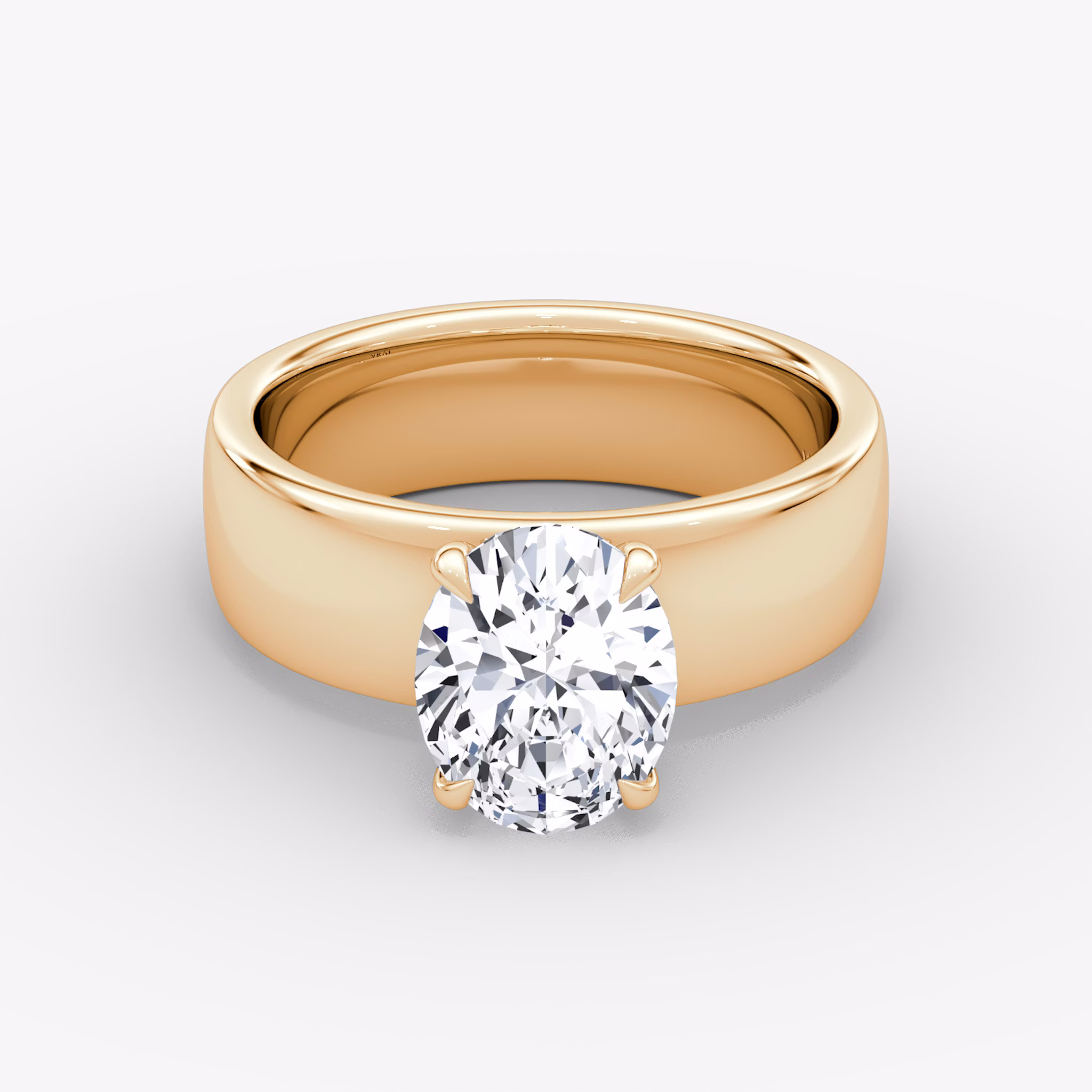 Cigar Band Solitaire | Oval | 14k | Rose Gold | bandWidth: 6mm | diamondOrientation: vertical | caratWeight: other