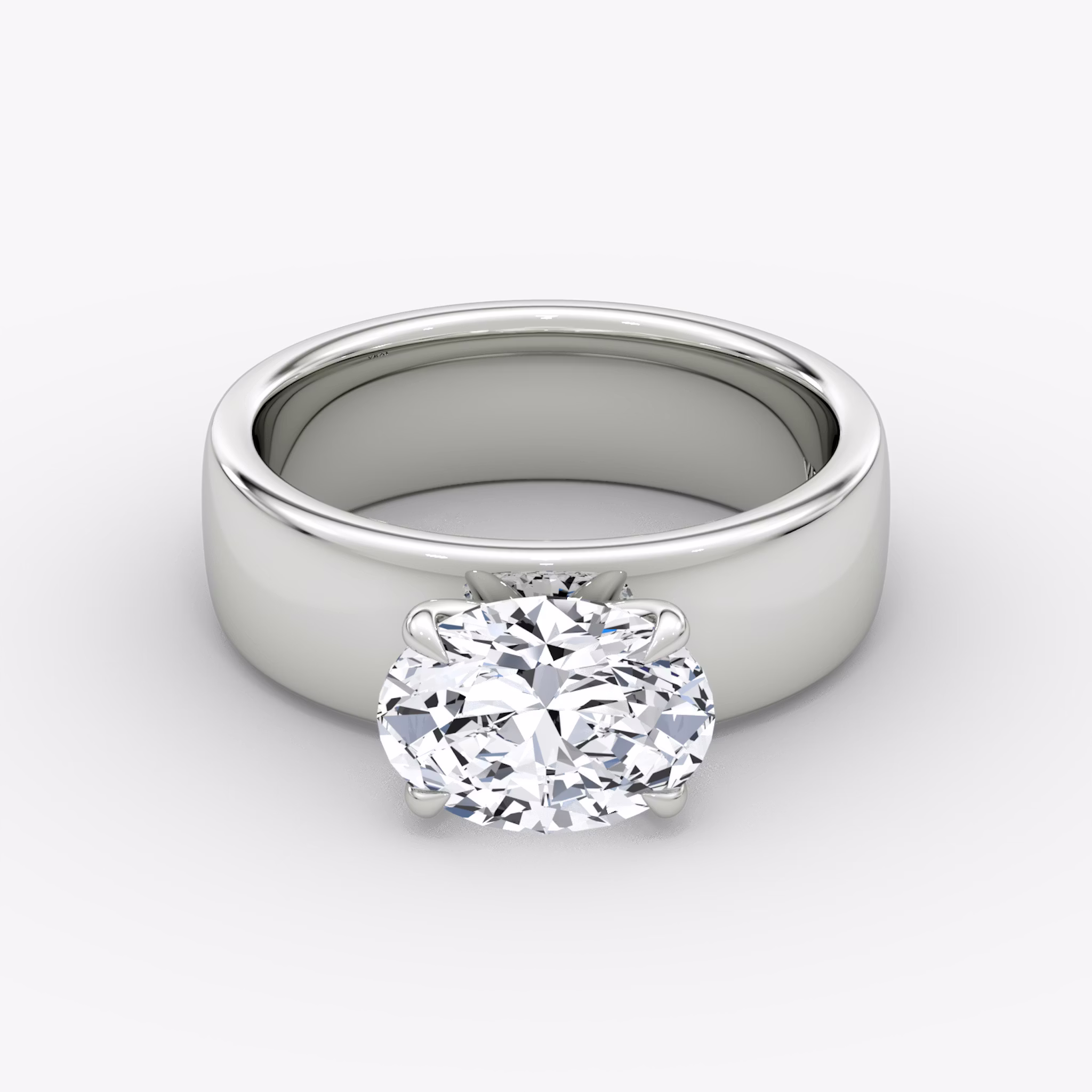Cigar Band Solitaire | Oval | Platinum | bandWidth: 6mm | diamondOrientation: horizontal | caratWeight: other