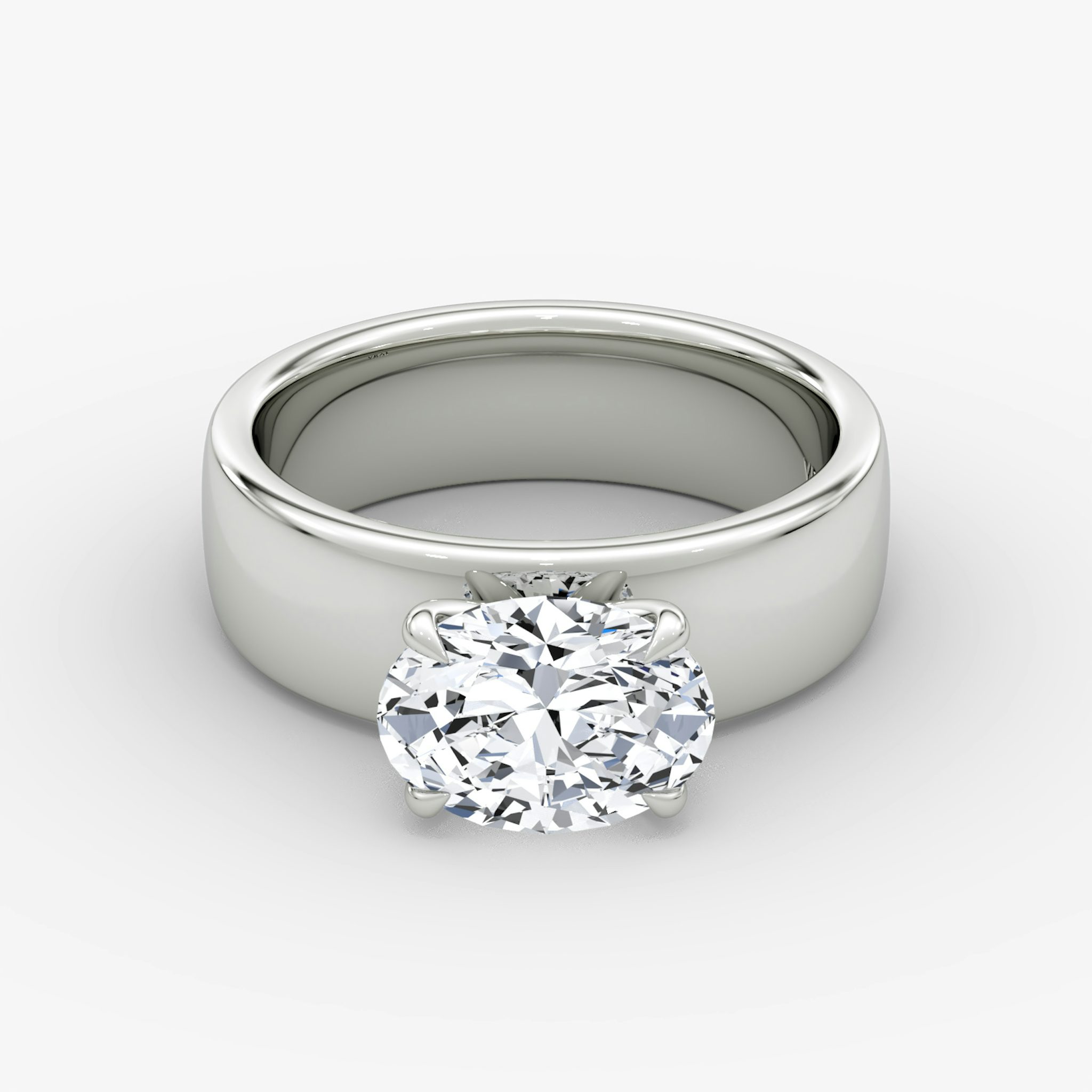 Cigar Band Solitaire | Oval | Platinum | bandWidth: 6mm | diamondOrientation: horizontal | caratWeight: other