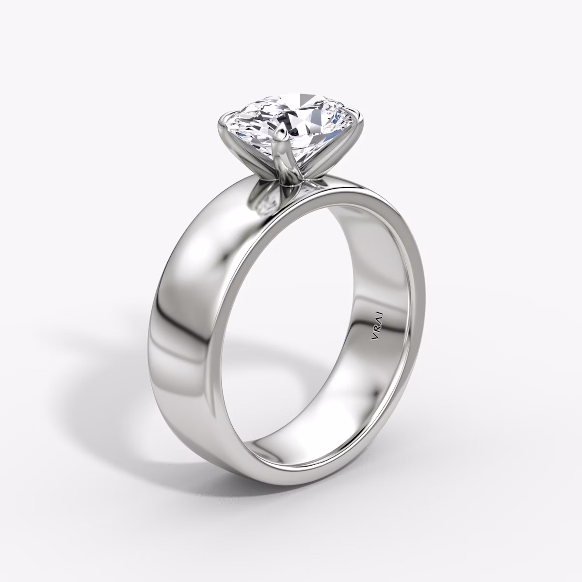 Cigar Band Solitaire | Oval | 18k | White Gold | bandWidth: 6mm | diamondOrientation: horizontal | caratWeight: other