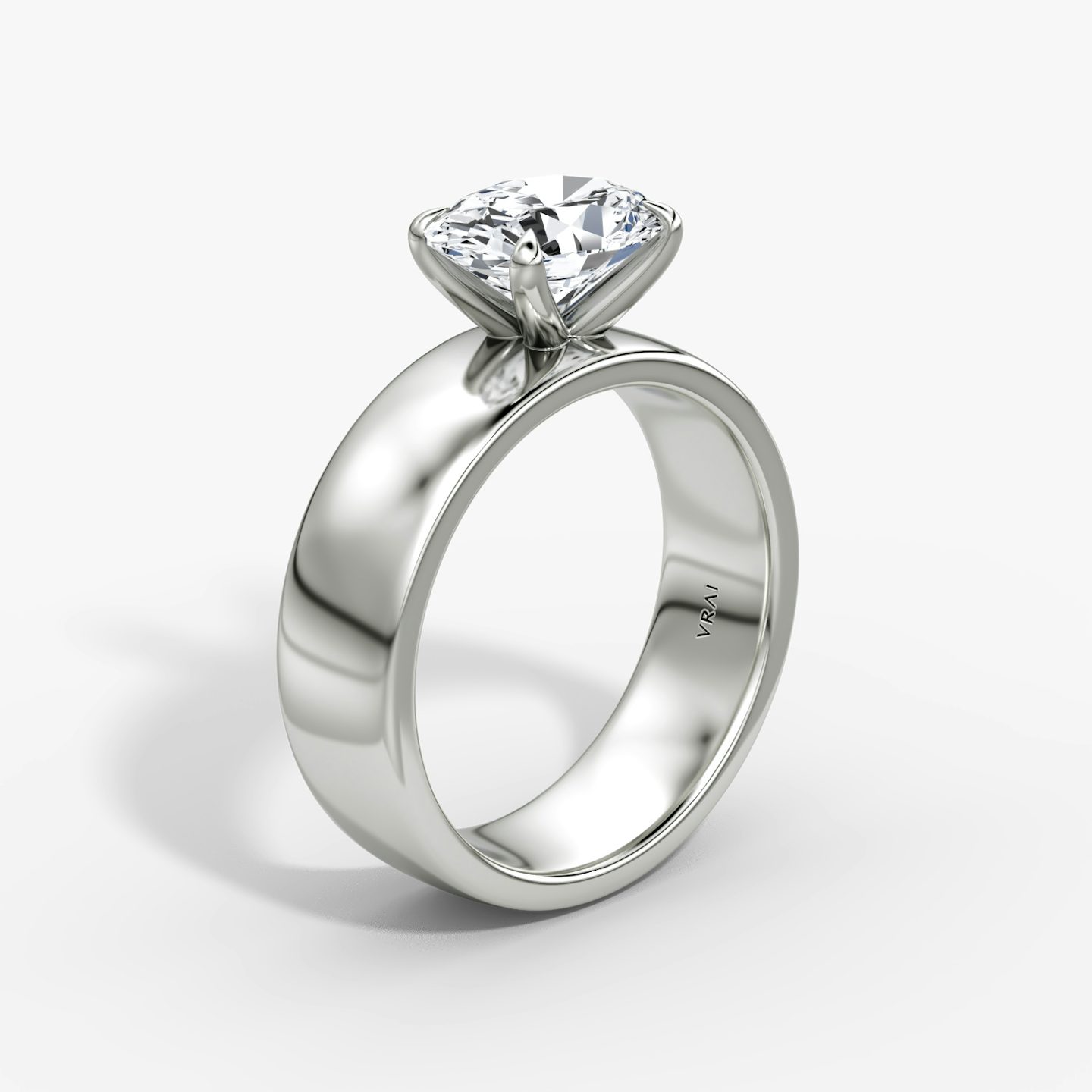 Cigar Band Solitaire | Oval | 18k | White Gold | bandWidth: 6mm | diamondOrientation: horizontal | caratWeight: other