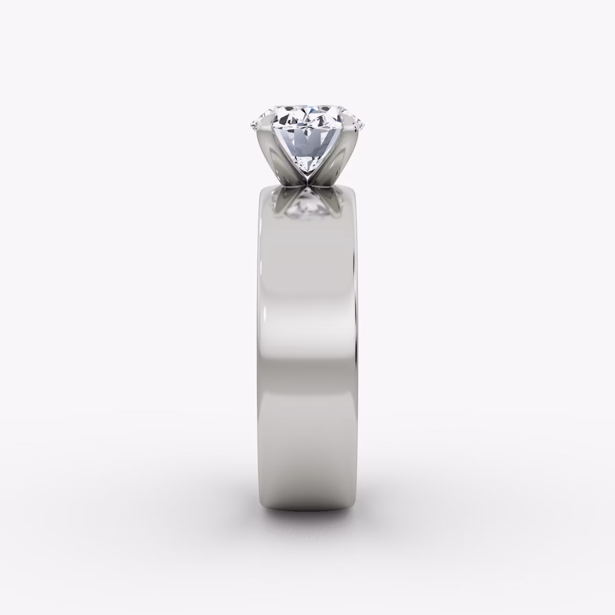 Cigar Band Solitaire | Oval | 18k | White Gold | bandWidth: 6mm | diamondOrientation: horizontal | caratWeight: other