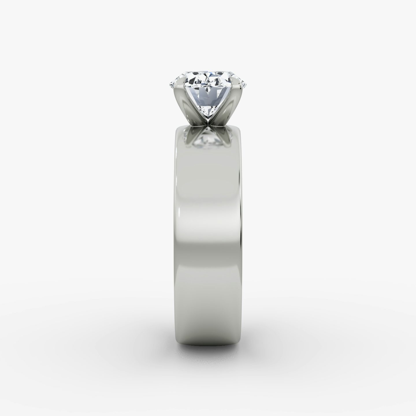 Cigar Band Solitaire | Oval | 18k | White Gold | bandWidth: 6mm | diamondOrientation: horizontal | caratWeight: other