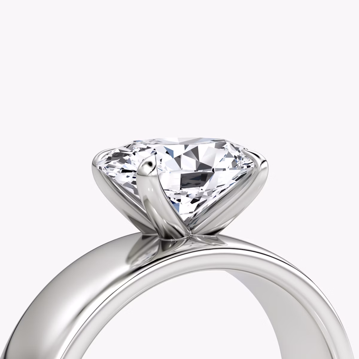 Cigar Band Solitaire | Oval | 18k | White Gold | bandWidth: 6mm | diamondOrientation: horizontal | caratWeight: other