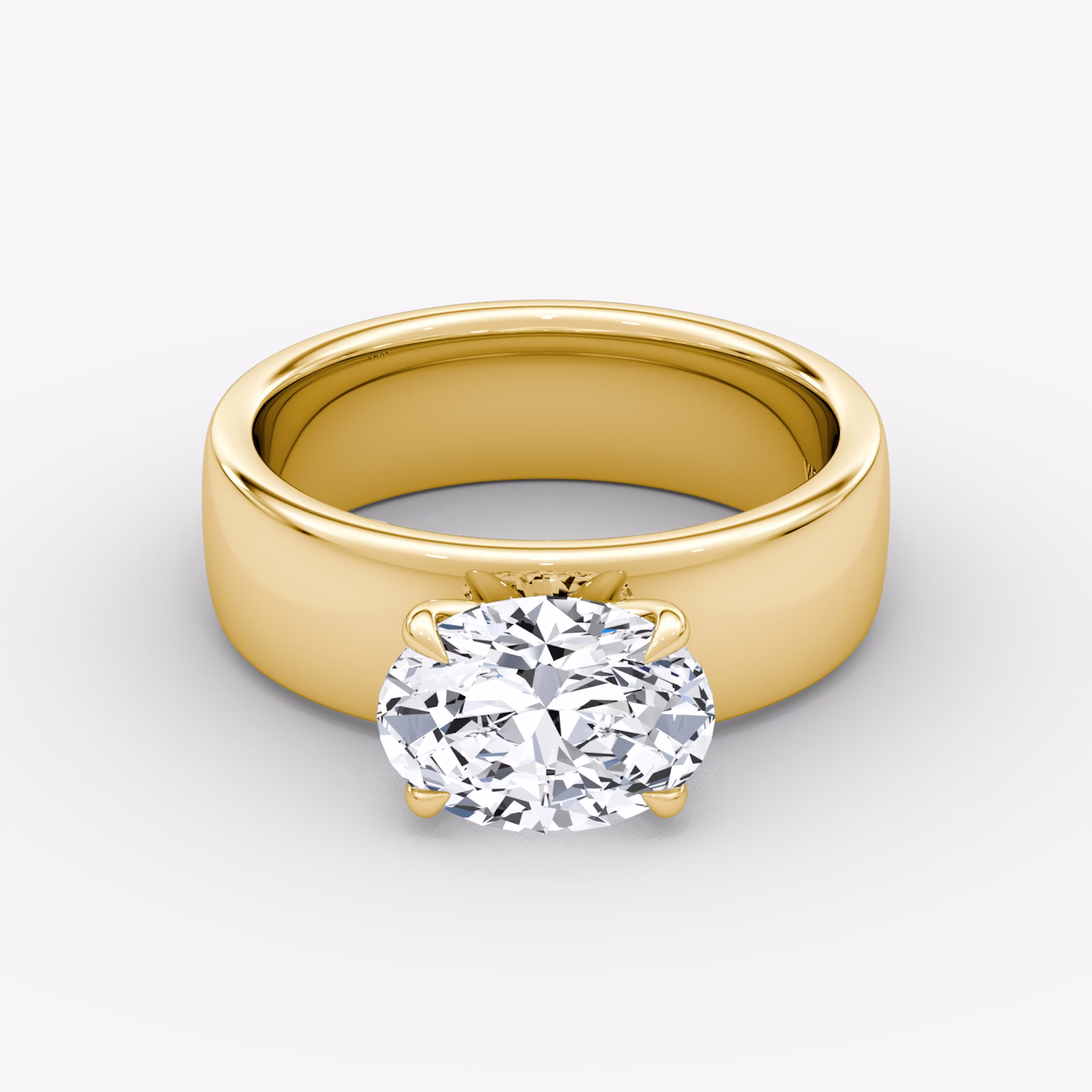 Cigar Band Solitaire | Oval | 18k | Yellow Gold | bandWidth: 6mm | diamondOrientation: horizontal | caratWeight: other