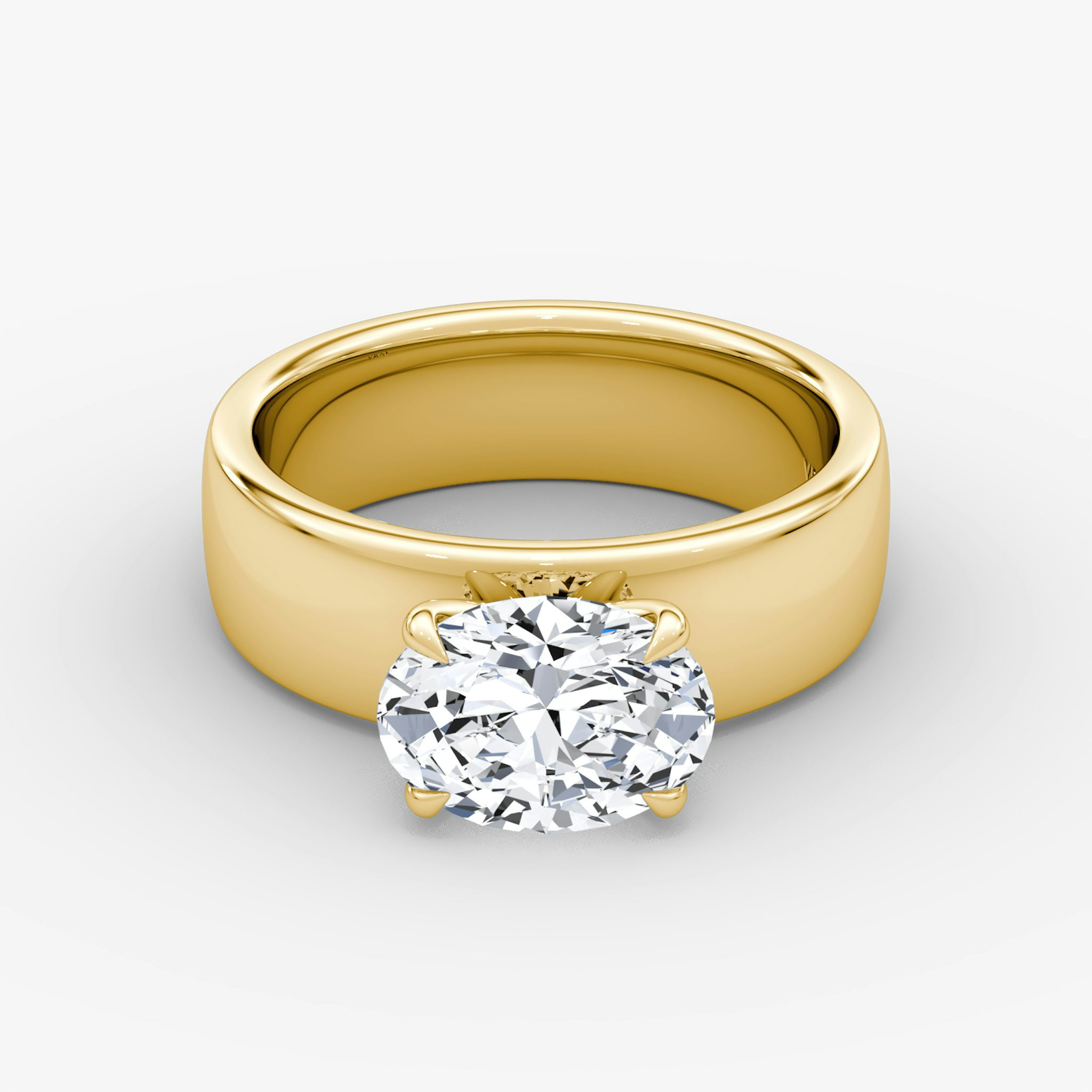Cigar Band Solitaire | Oval | 18k | Yellow Gold | bandWidth: 6mm | diamondOrientation: horizontal | caratWeight: other