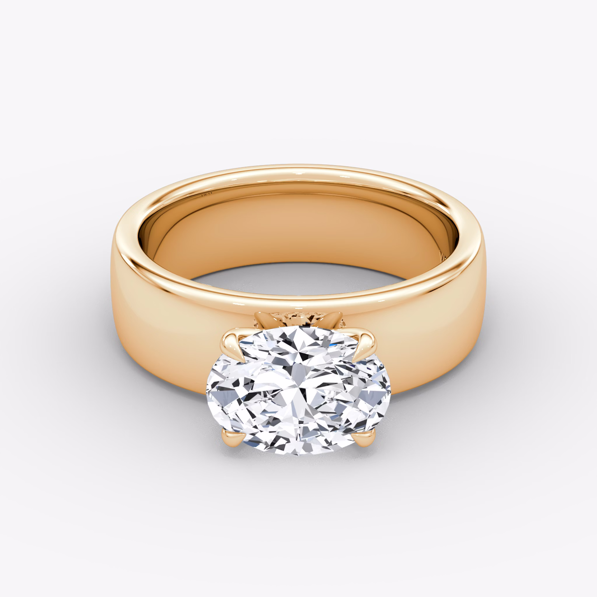 Cigar Band Solitaire | Oval | 14k | Rose Gold | bandWidth: 6mm | diamondOrientation: horizontal | caratWeight: other