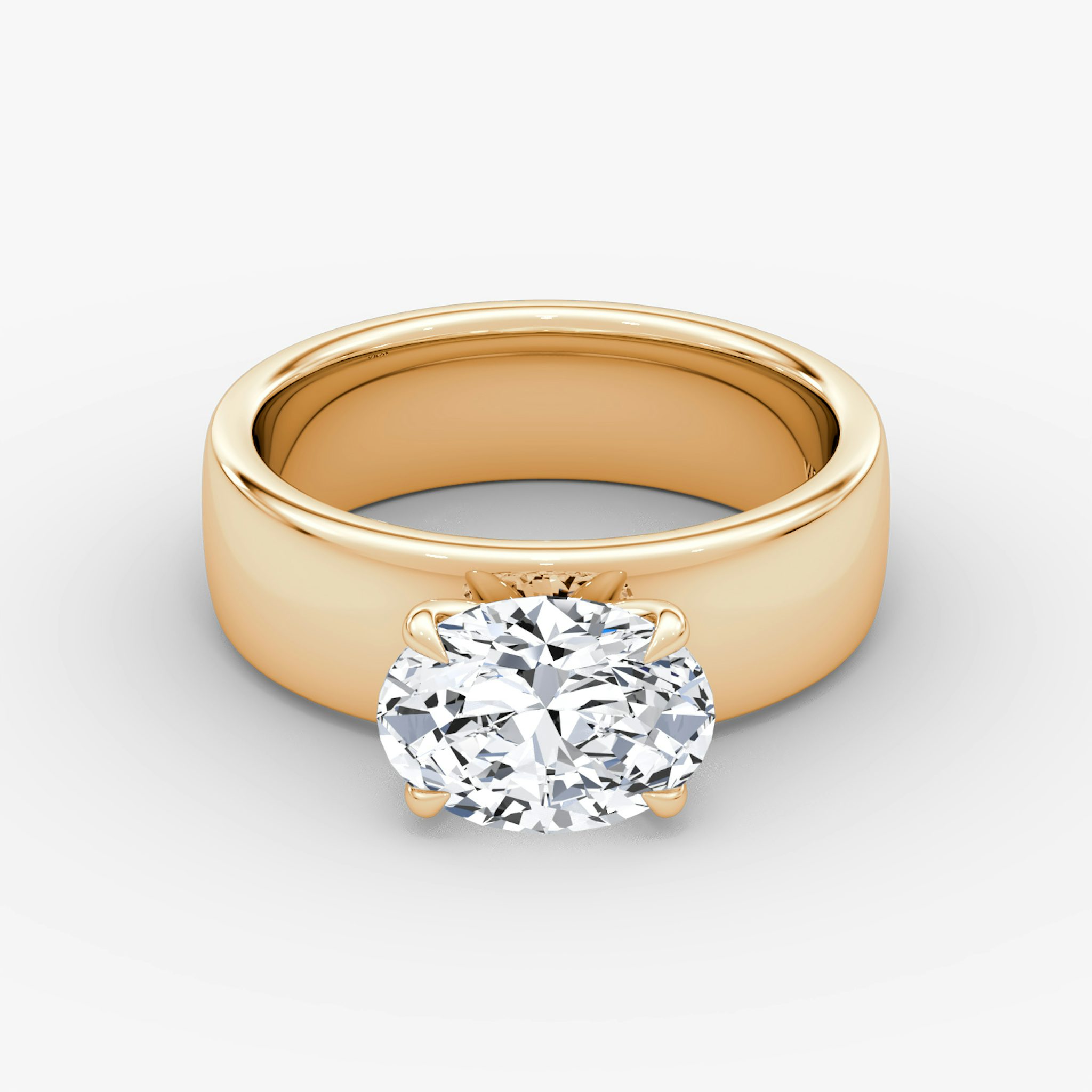 Cigar Band Solitaire | Oval | 14k | Rose Gold | bandWidth: 6mm | diamondOrientation: horizontal | caratWeight: other