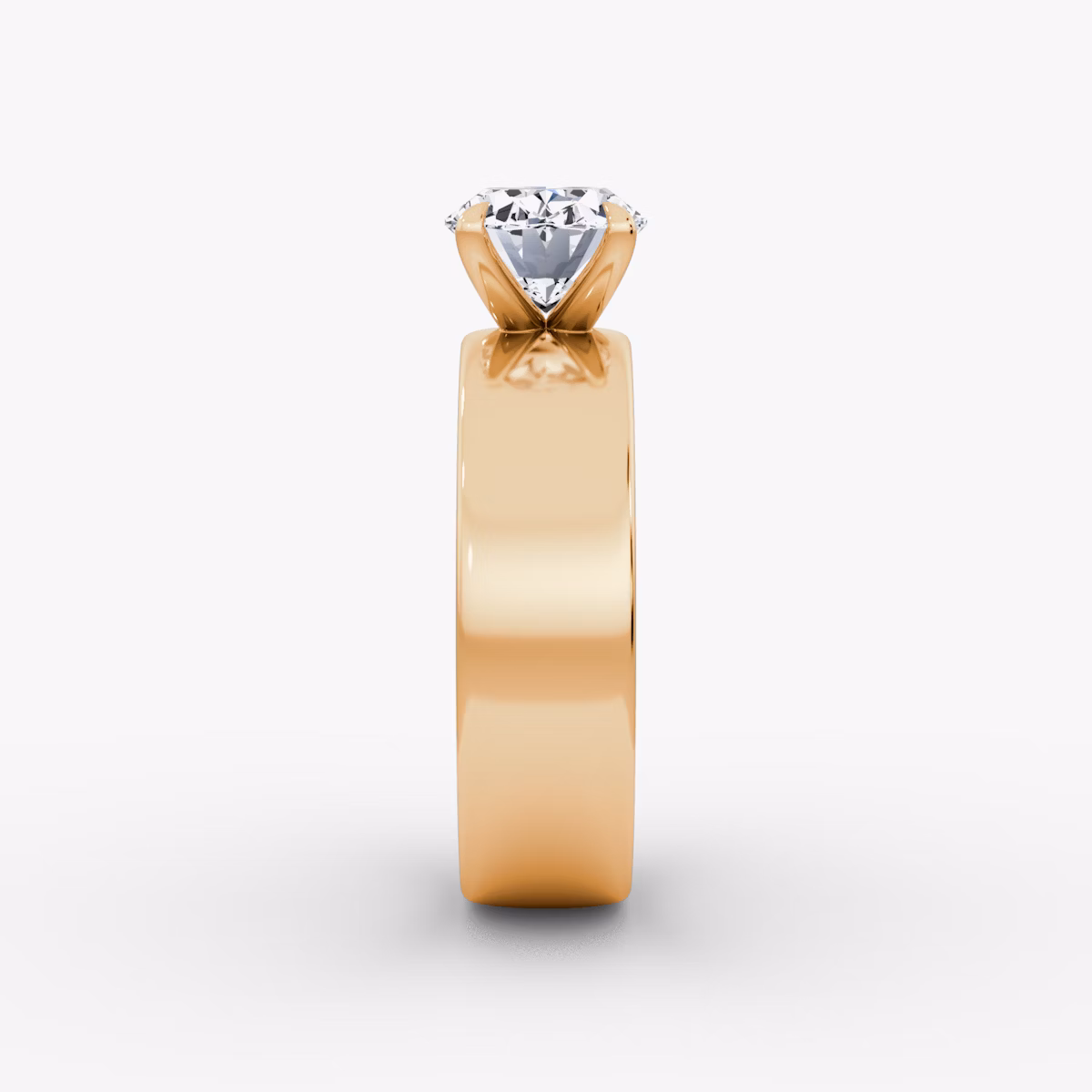 Cigar Band Solitaire | Oval | 14k | Rose Gold | bandWidth: 6mm | diamondOrientation: horizontal | caratWeight: other