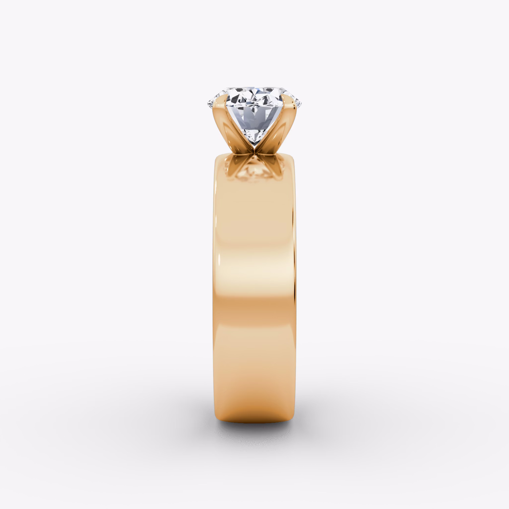 Cigar Band Solitaire | Oval | 14k | Rose Gold | bandWidth: 6mm | diamondOrientation: horizontal | caratWeight: other