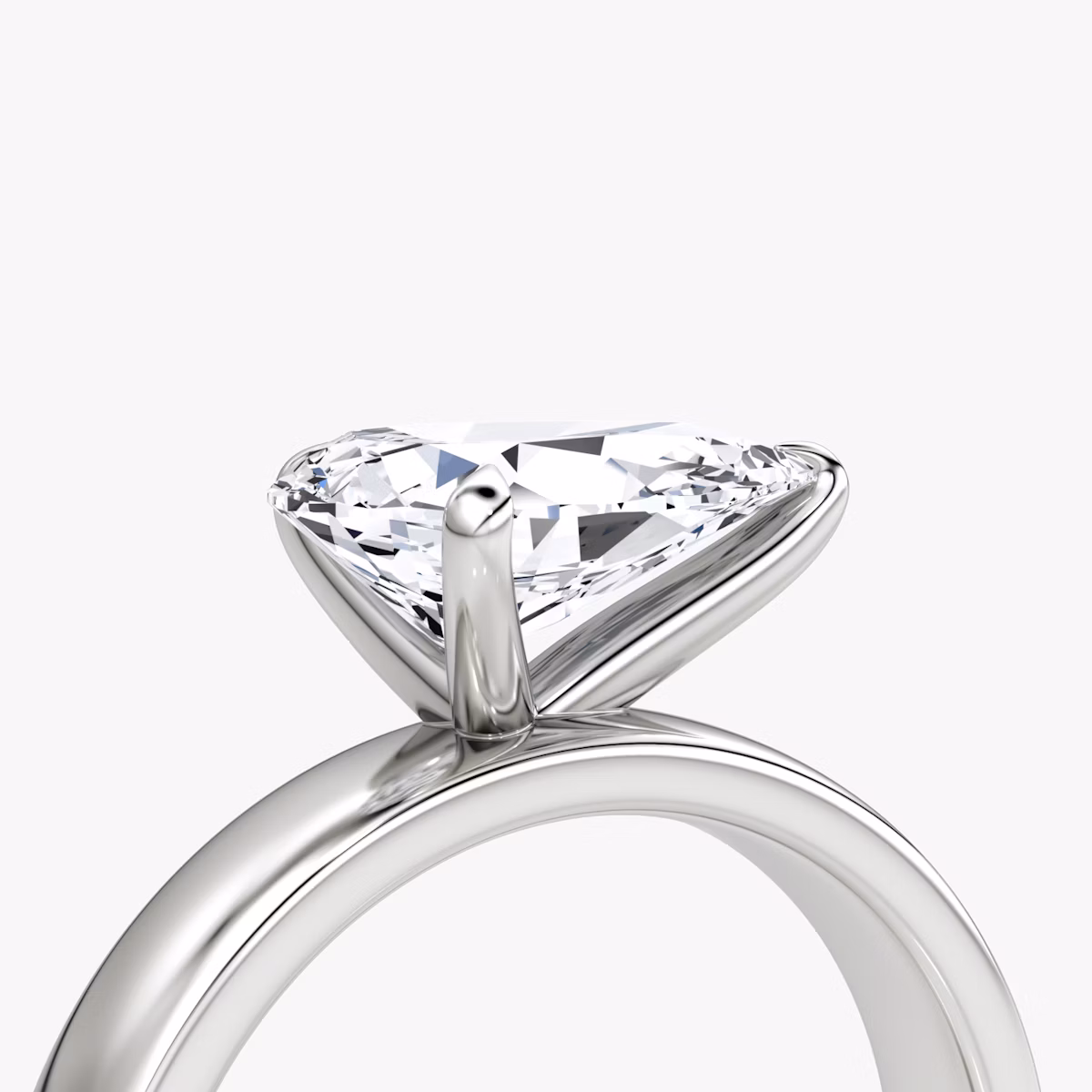 Cigar Band Solitaire | Pear | 18k | White Gold | bandWidth: 4mm | diamondOrientation: horizontal | caratWeight: other