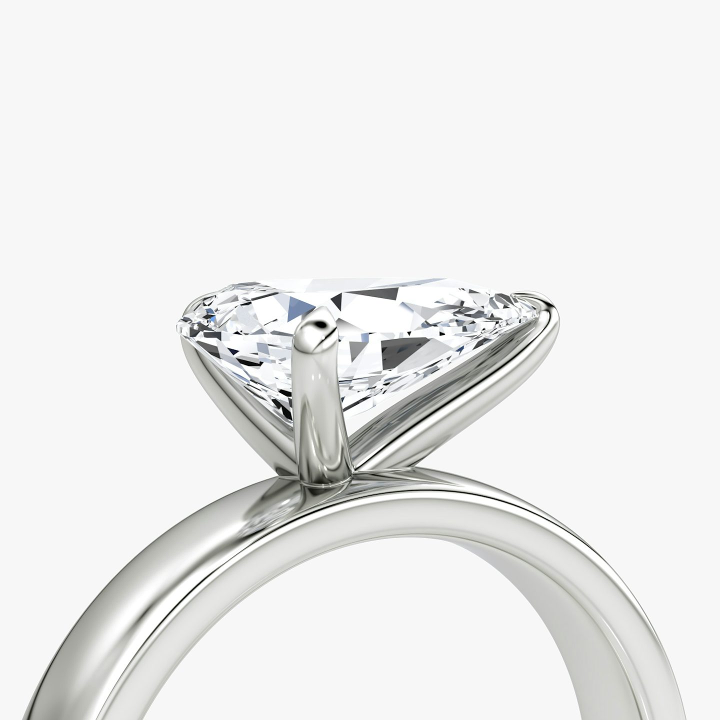 Cigar Band Solitaire | Pear | 18k | White Gold | bandWidth: 4mm | diamondOrientation: horizontal | caratWeight: other