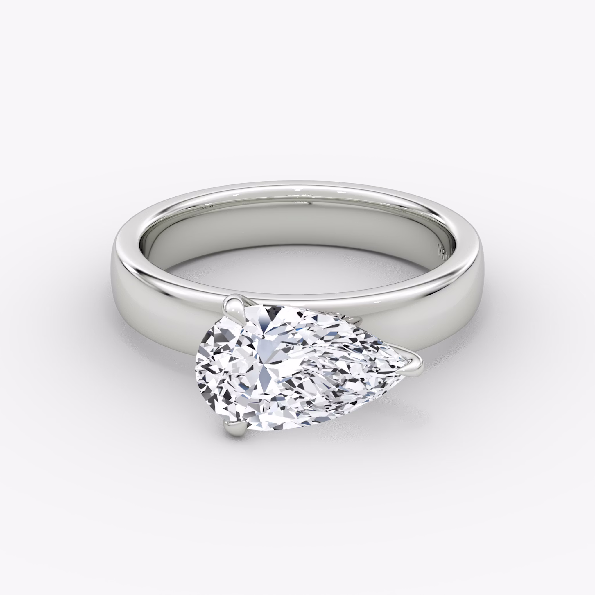 Cigar Band Solitaire | Pear | Platinum | bandWidth: 4mm | diamondOrientation: horizontal | caratWeight: other