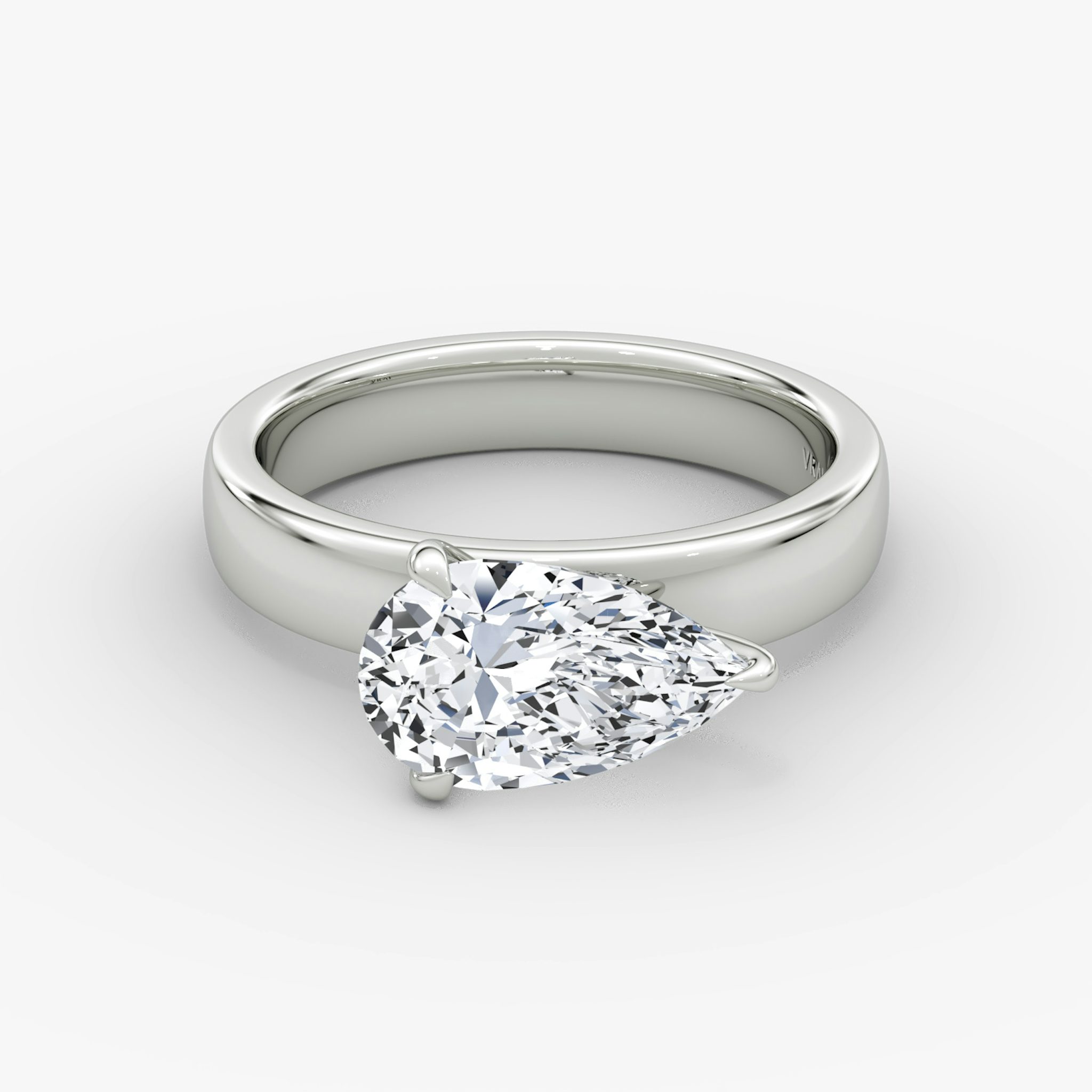 Cigar Band Solitaire | Pear | Platinum | bandWidth: 4mm | diamondOrientation: horizontal | caratWeight: other