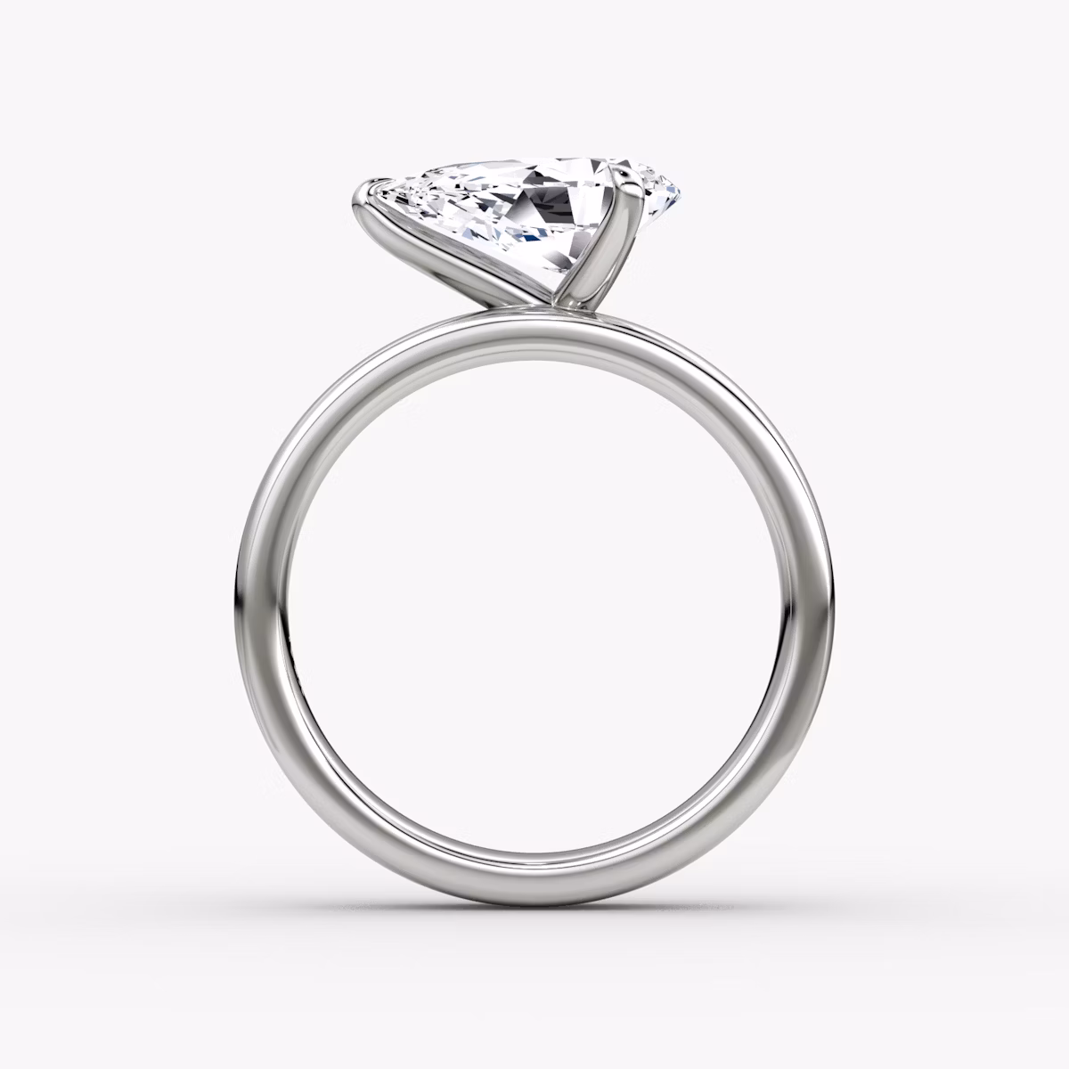 Cigar Band Solitaire | Pear | 18k | White Gold | bandWidth: 4mm | diamondOrientation: horizontal | caratWeight: other
