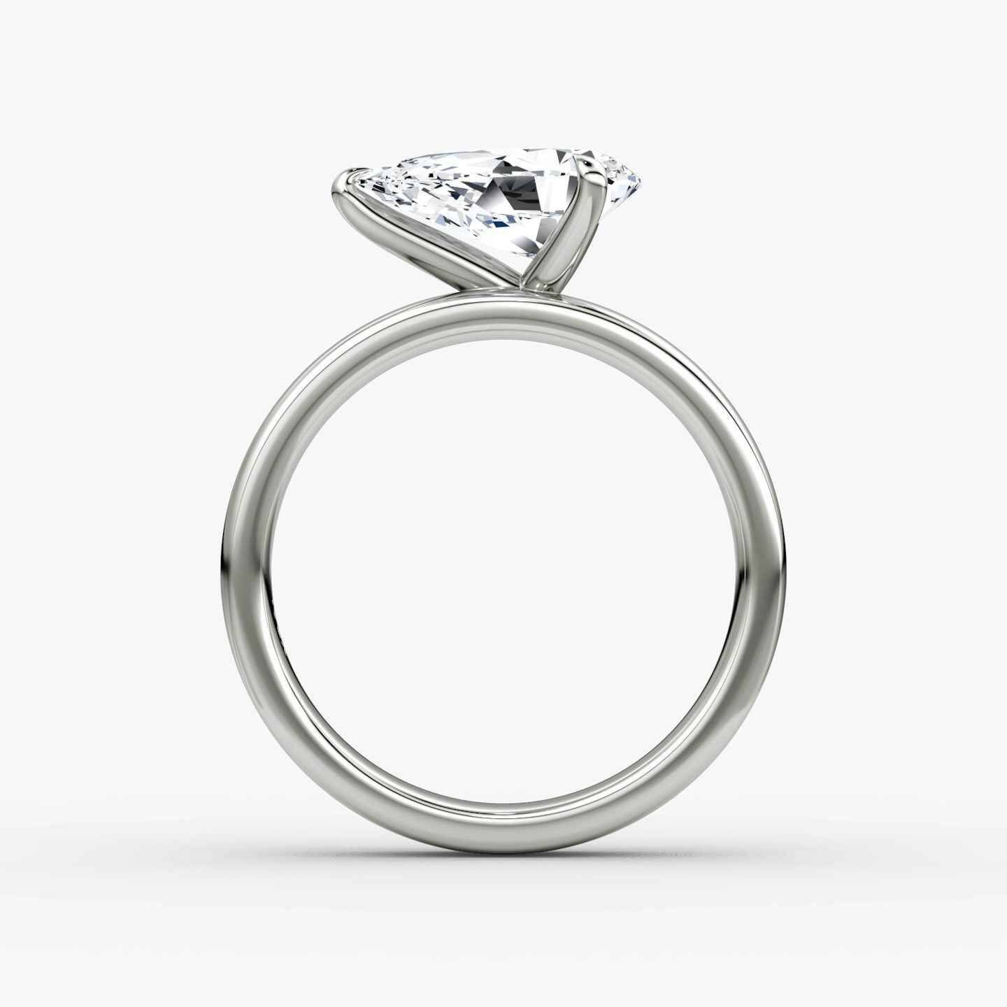 Cigar Band Solitaire | Pear | 18k | White Gold | bandWidth: 4mm | diamondOrientation: horizontal | caratWeight: other